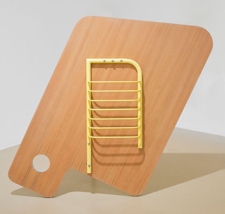  Faisal Habibi 
 This Thing #6 
 painted steel, plywood and rubber 
 115 cm x 91 cm x 40 cm, 2015 