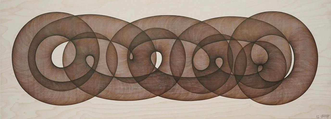 Universe 8240323 -168 
 Pen on birchwood panel 
 116 x 42 cm, 2024 