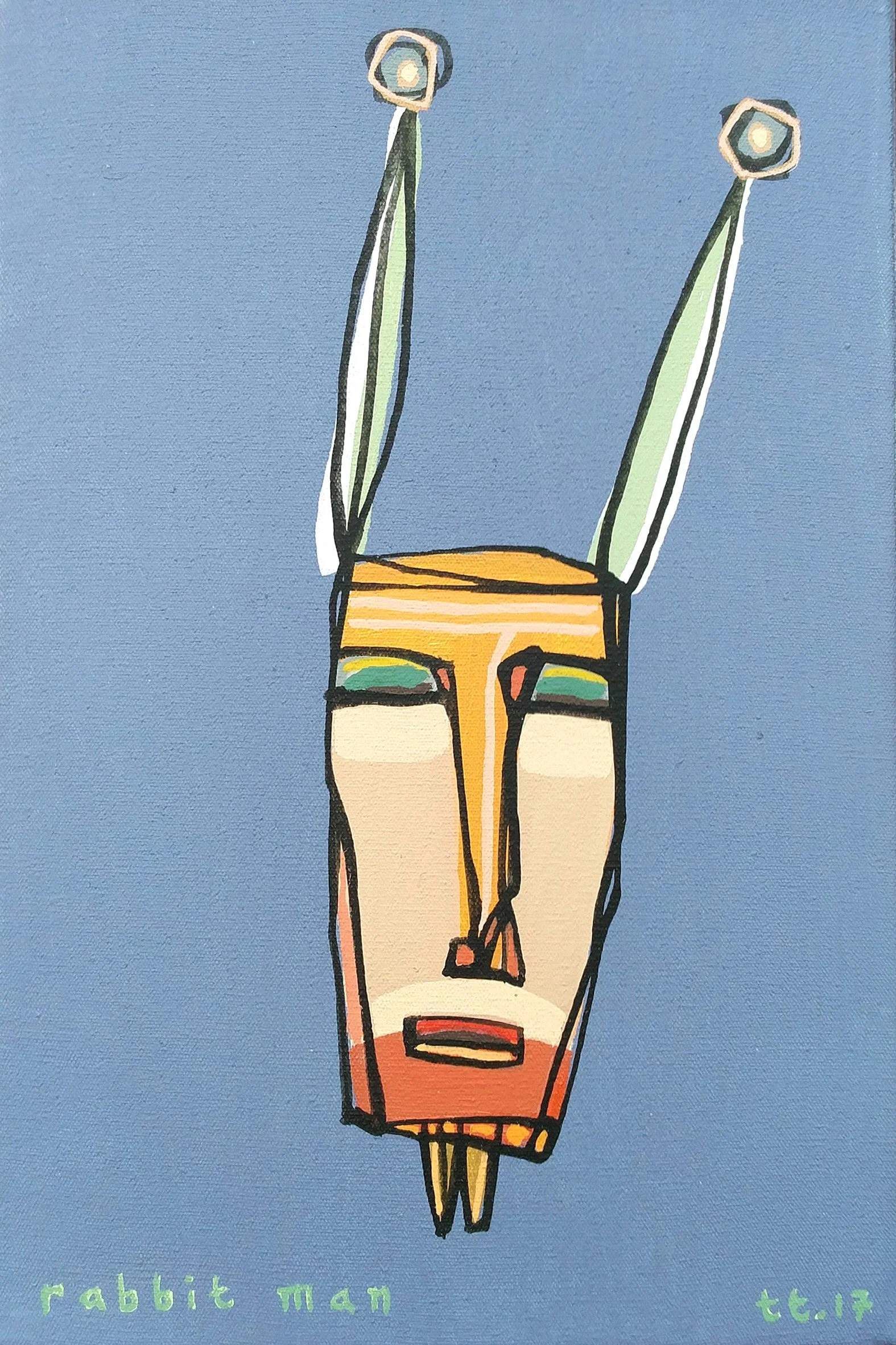  Rabbit Man 
 Acrylic on canvas 
 20 cm x 30 cm x 2,5 cm, 2017 