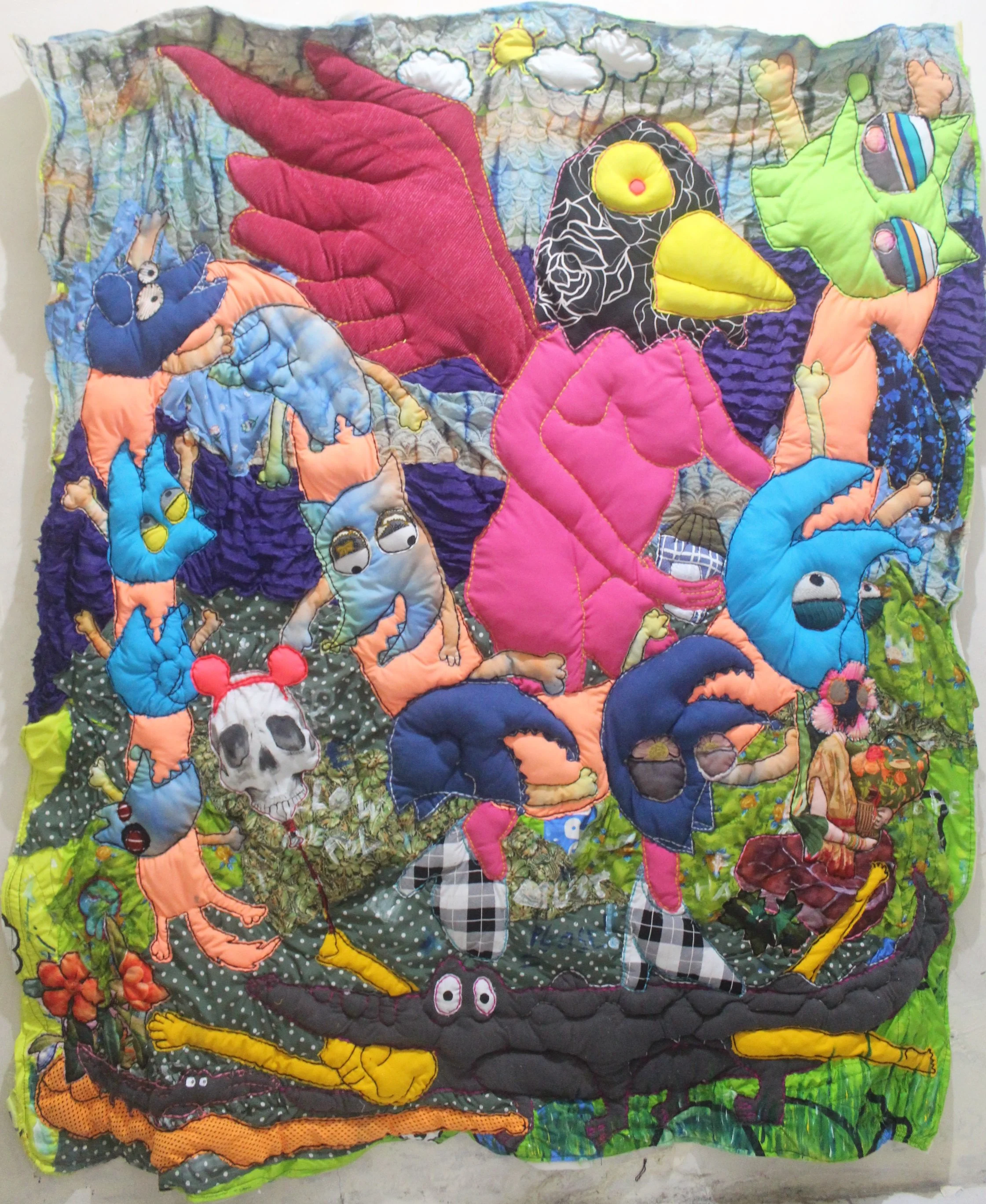  Robet X Olga 
 Castle of Cattle 
 Mix media soft relief 
 160 cm x 180 cm, 2022 