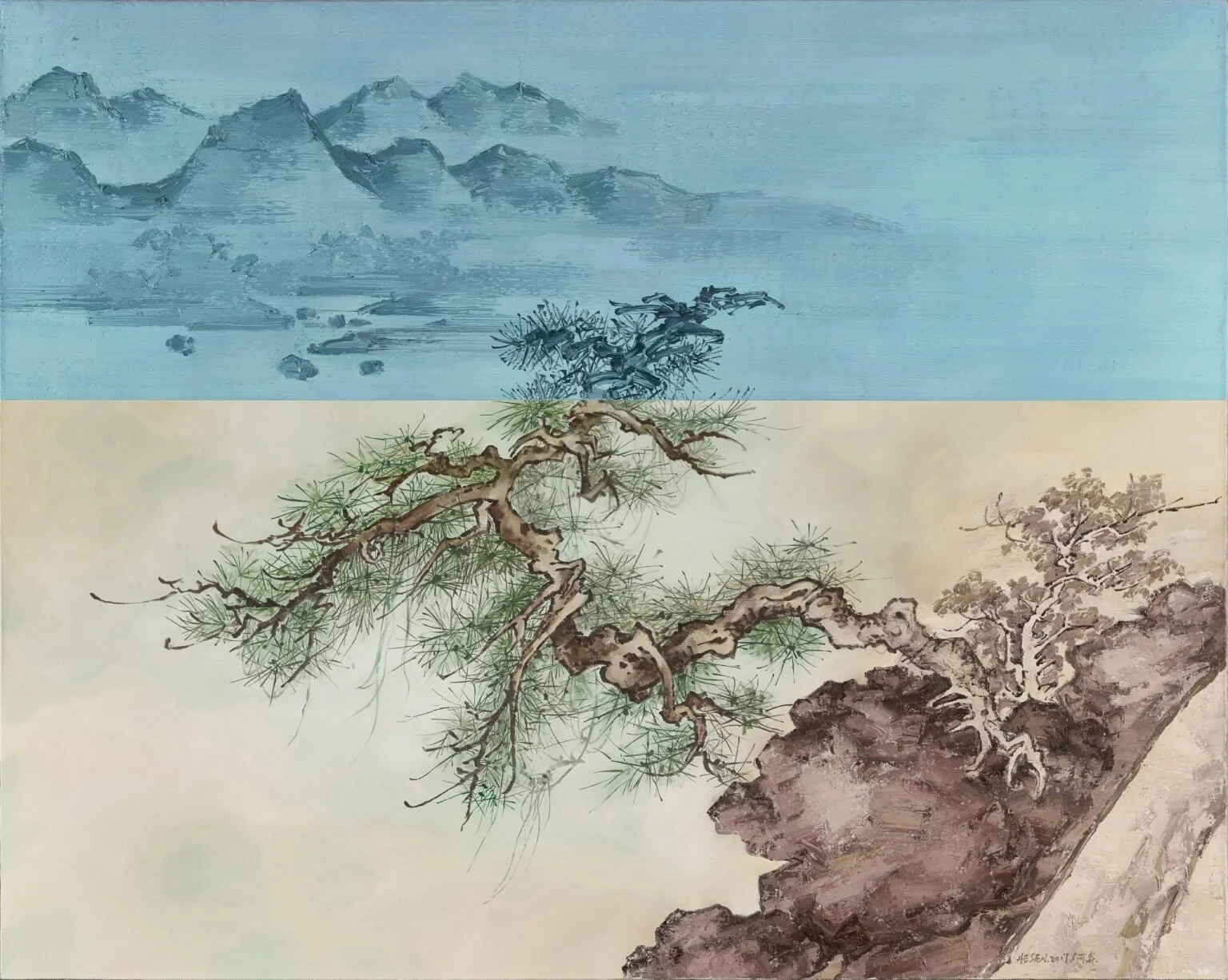  A Lone Tree in the Landscape 
 Oil on canvas 
 120 x 150 cm, 2020 