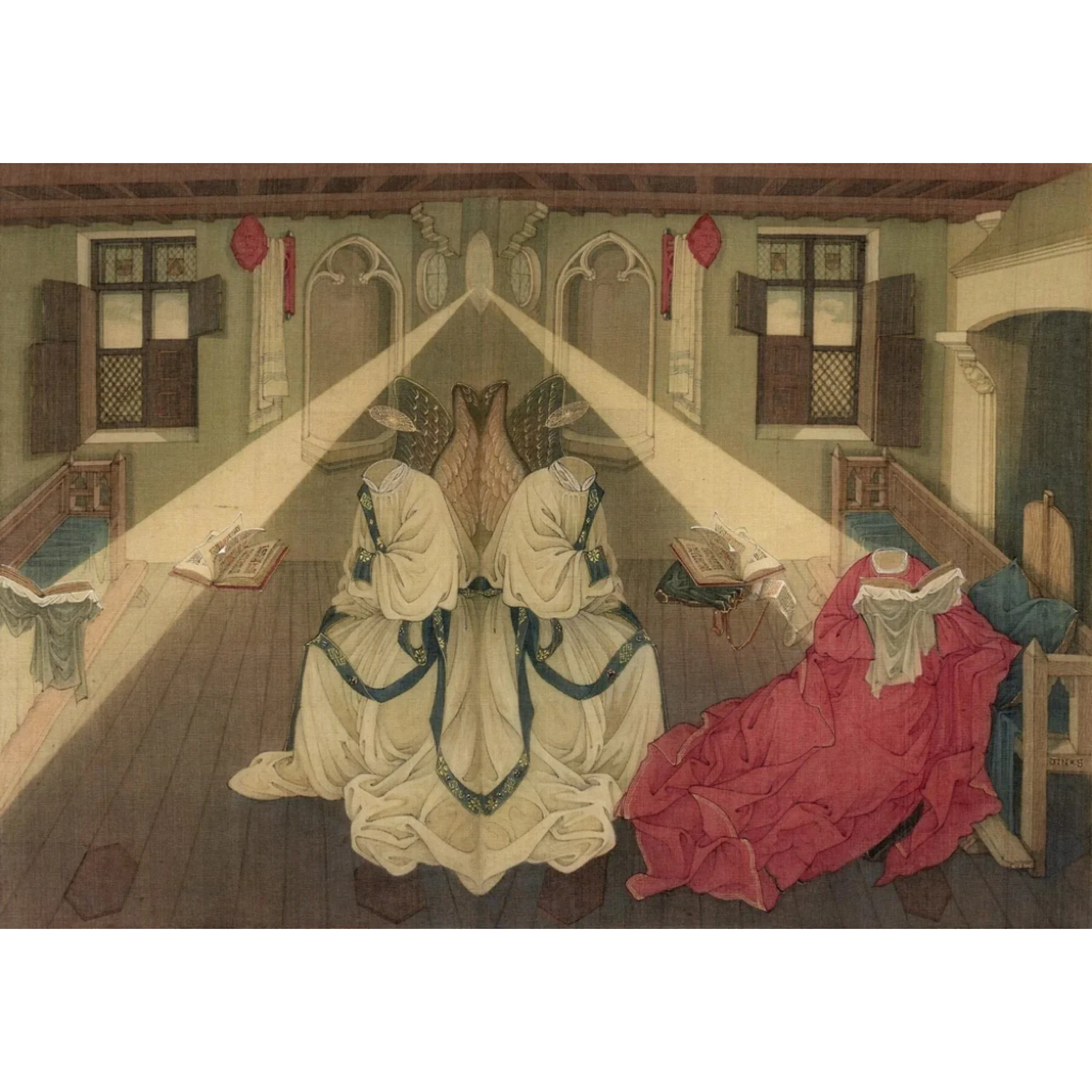  The Message: A Dialogue with Robert Campin 
 Digital Prints on Paper 
 44 x 58 cm, 2019 