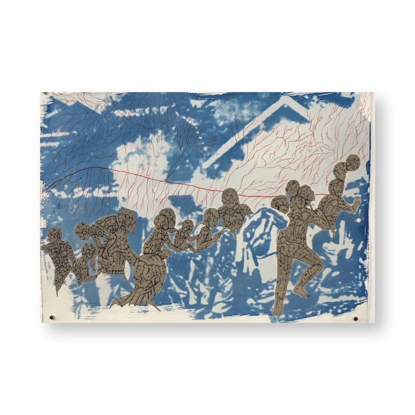  Lutfi Yanuar Sartono 
 The Ground of Fire #13 
 Sterilised volcanic ash from the 2019 eruption of Mount Tangkuban Perahu, Marker, and Cyanotype on hahnemuhle paper  
 30cm x 40cm, 2026 

