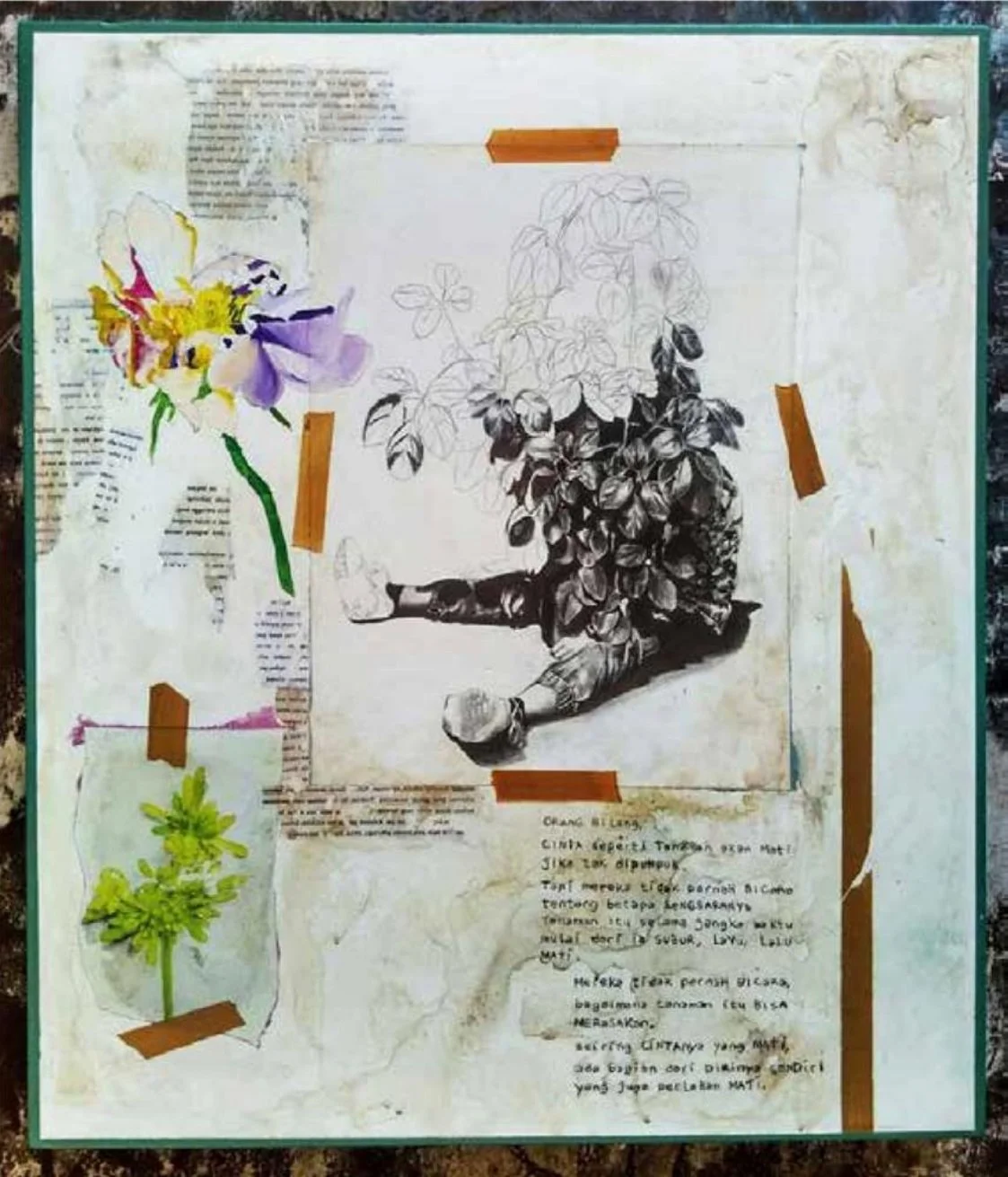  Chandra Rosselinni 
 Dialog Mom and Me #1 
 Mixed media on canvas 
 50 cm x 60 cm, 2018 