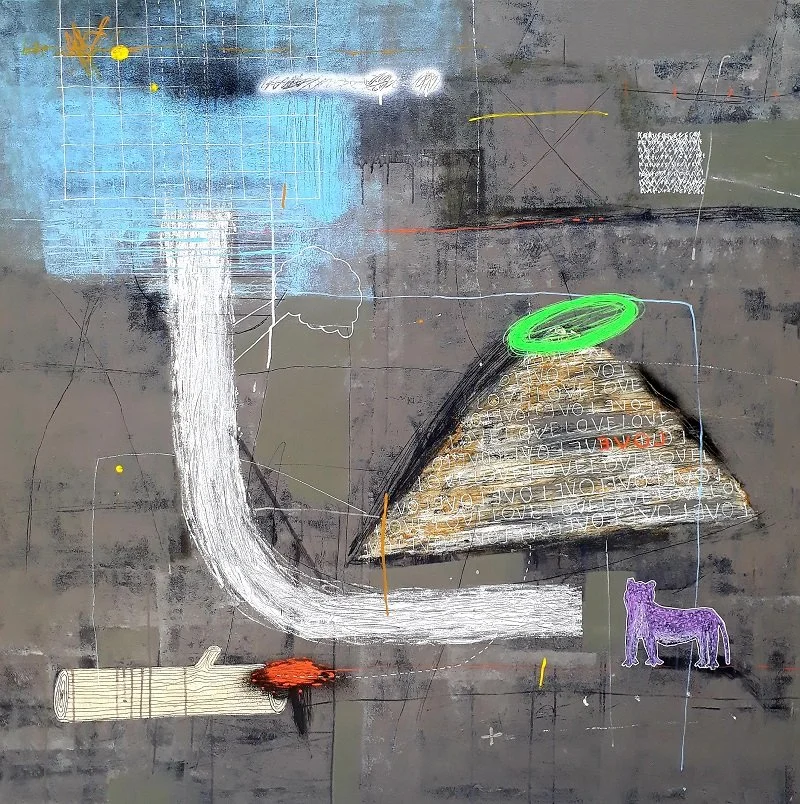  Secret 
 Acrylic, marker, spray paint on canvas 
 2021 