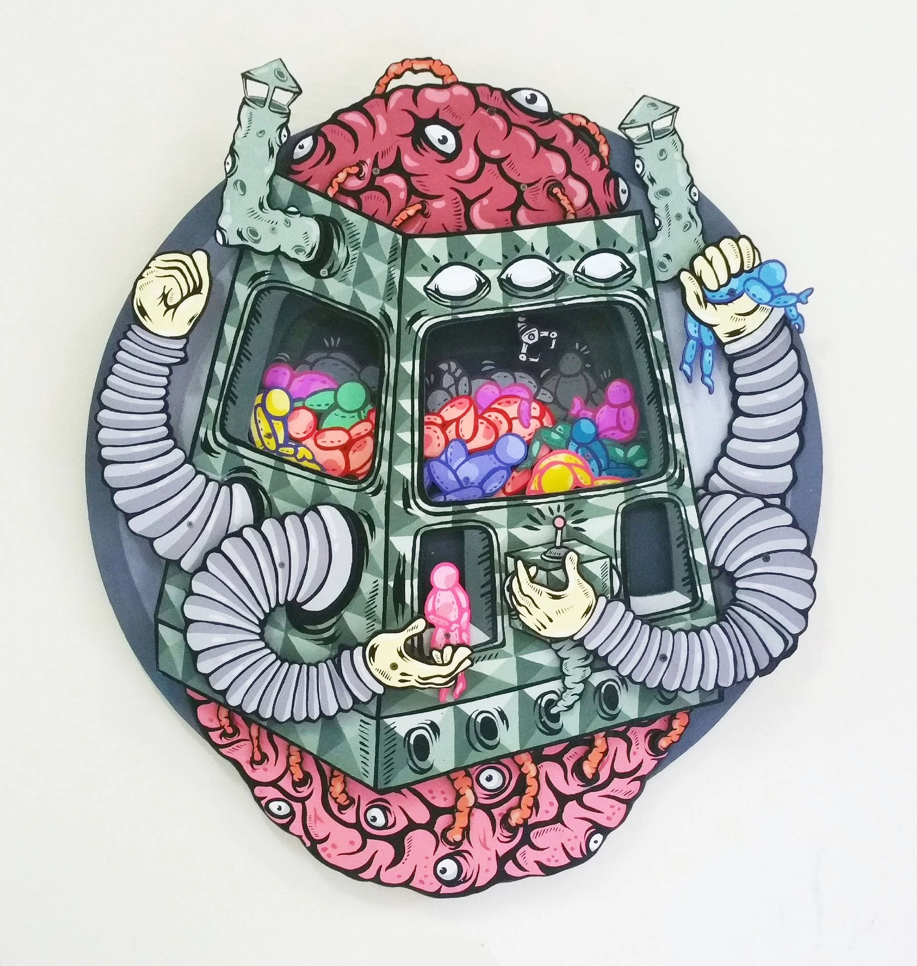  Syaifuddin (DDIENO) 
 Kebebasan Semu 
 Acrylic on wood 
 80 cm x 85 cm, 2018 
