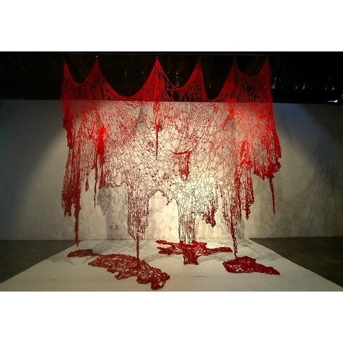  Faelerie 
 Skin Off 
 Handmade crochet in polyester 
 Variable dimensions, 2023 