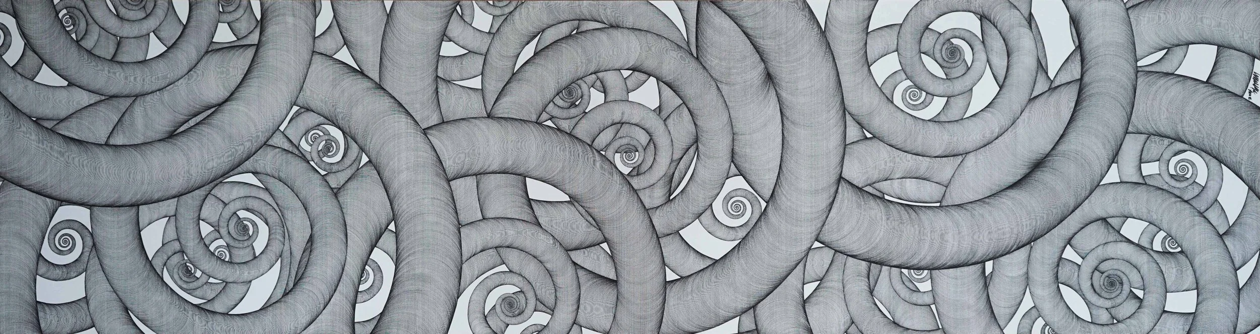  Nowhere #15 
 Pen on paper 
 188 x 51cm, 2014 