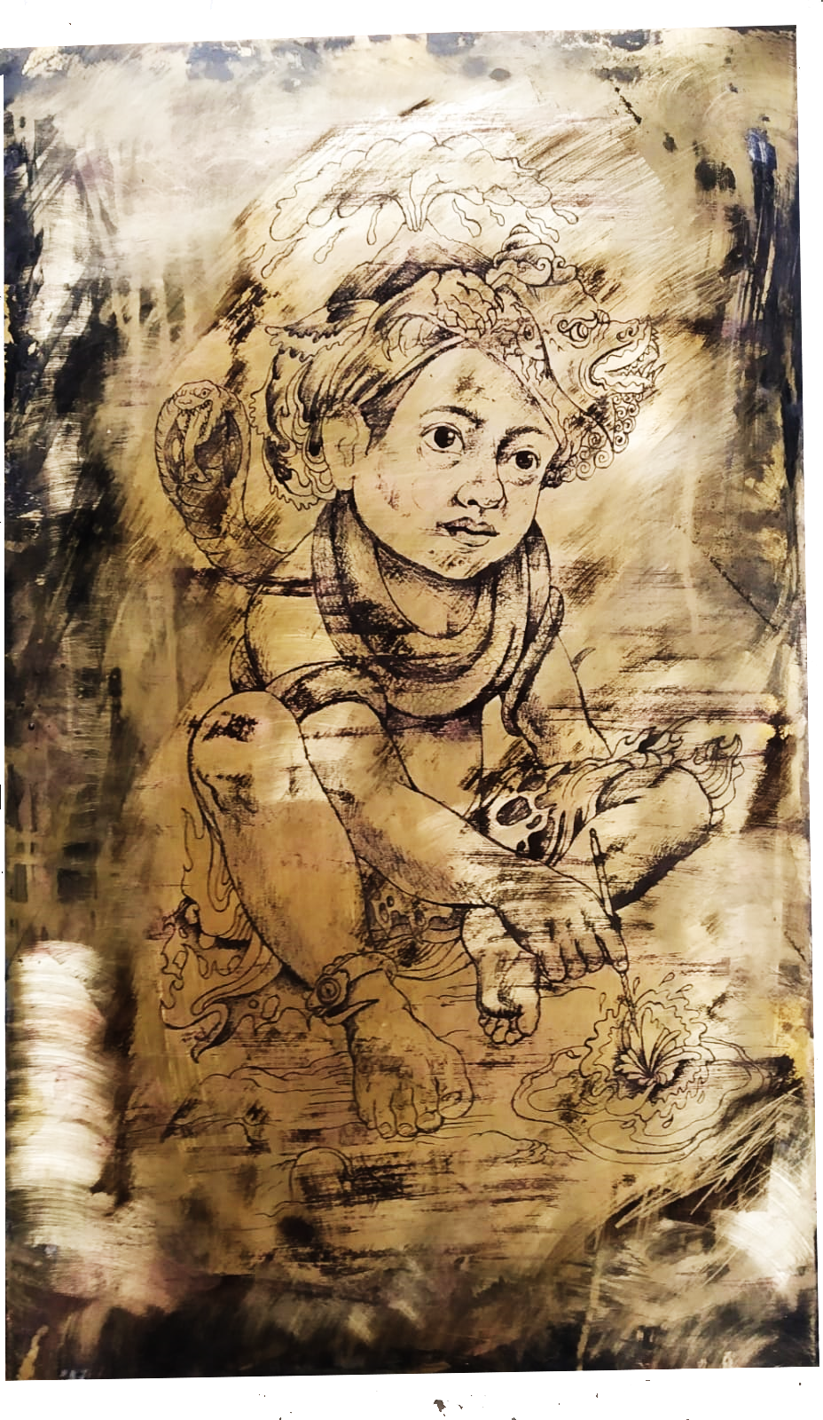  Bocah Rawa Pening 
 Etching on brass 
 36 cm x 60 cm, 2020 