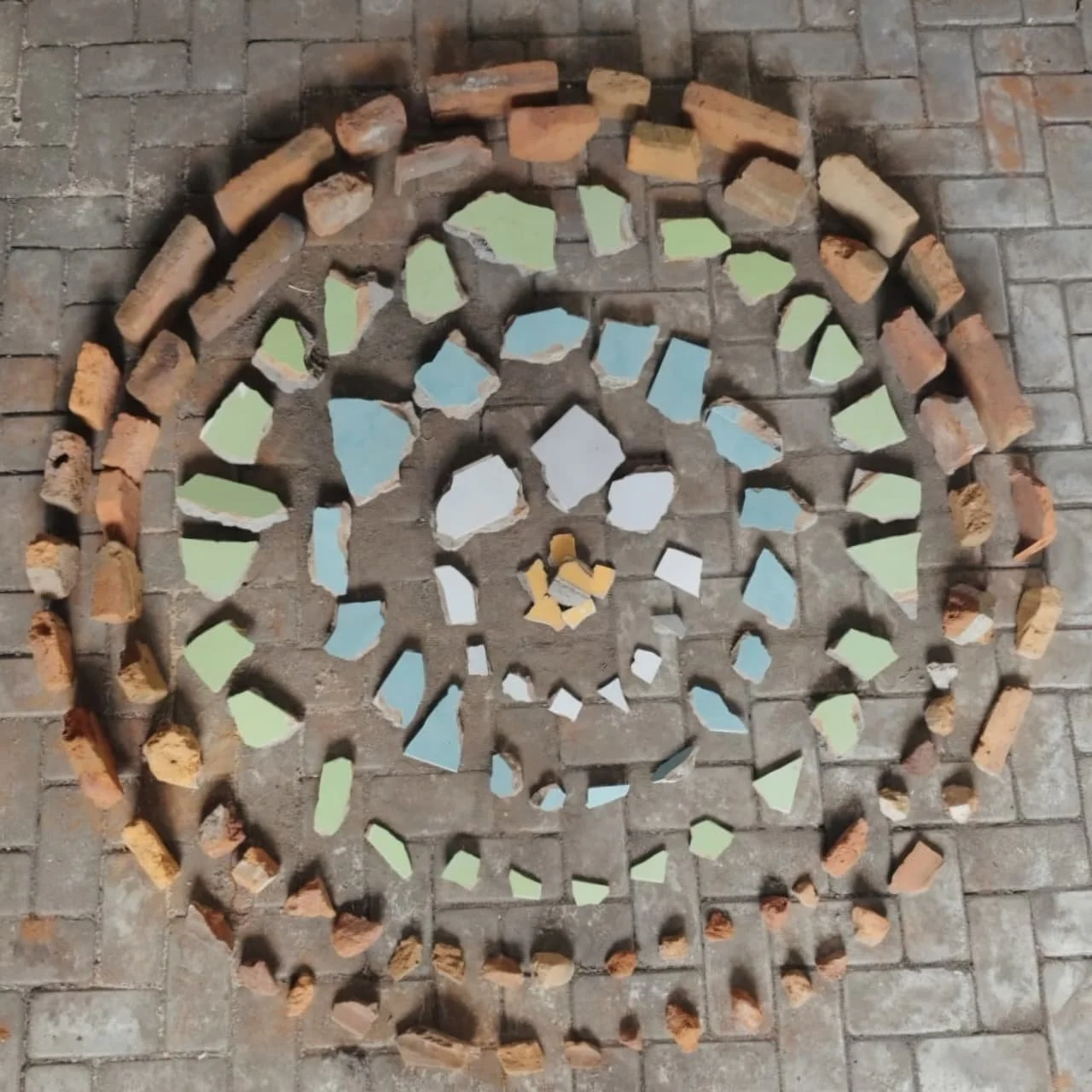 sunyoung-park_hybrid-crater_found-red-bricks-and-debris-of-architectural-elements_160cm-x-160cm-x-8cm_2025.jpg