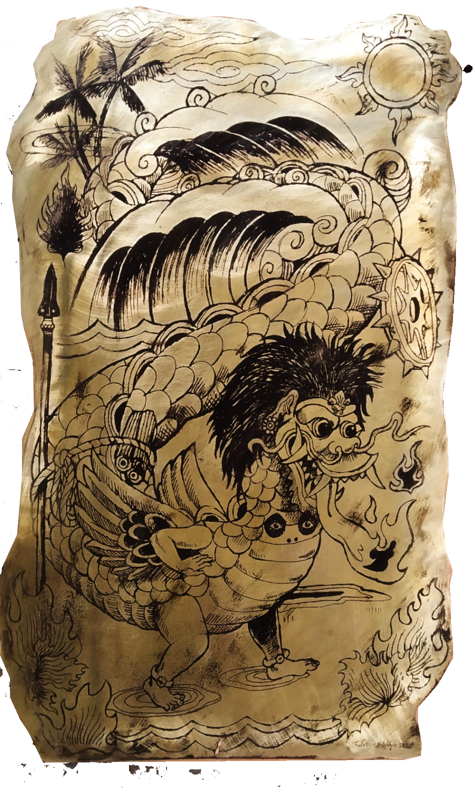 Naga Kembara 
 Etching on brass 
 36 cm x 60 cm, 2020 