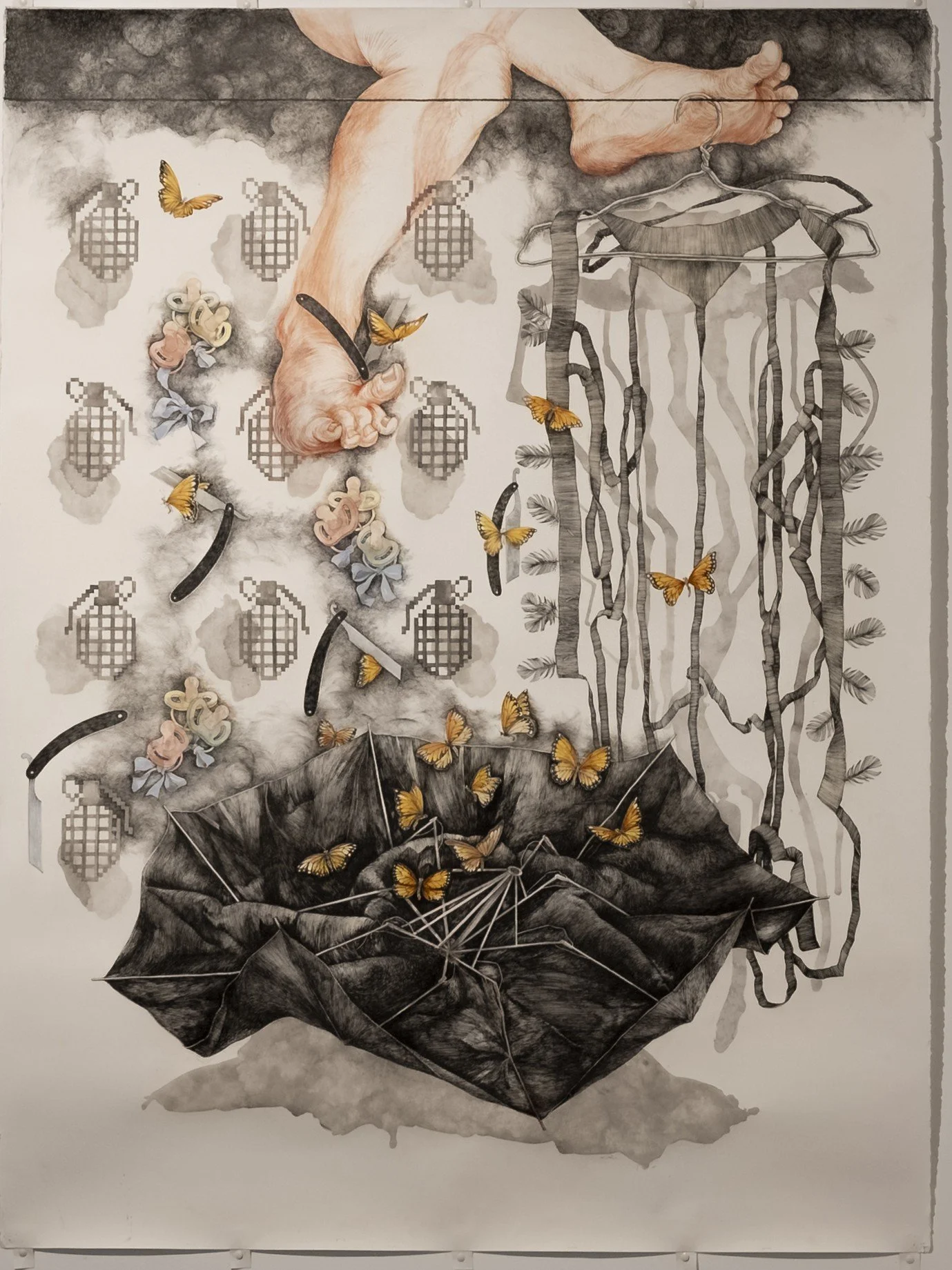  
Karachi Kalaedscope
 
 Mixed media drawing - conte, watercolour, ink, charcoal on paper
 
 151 cm x 114 cm
 