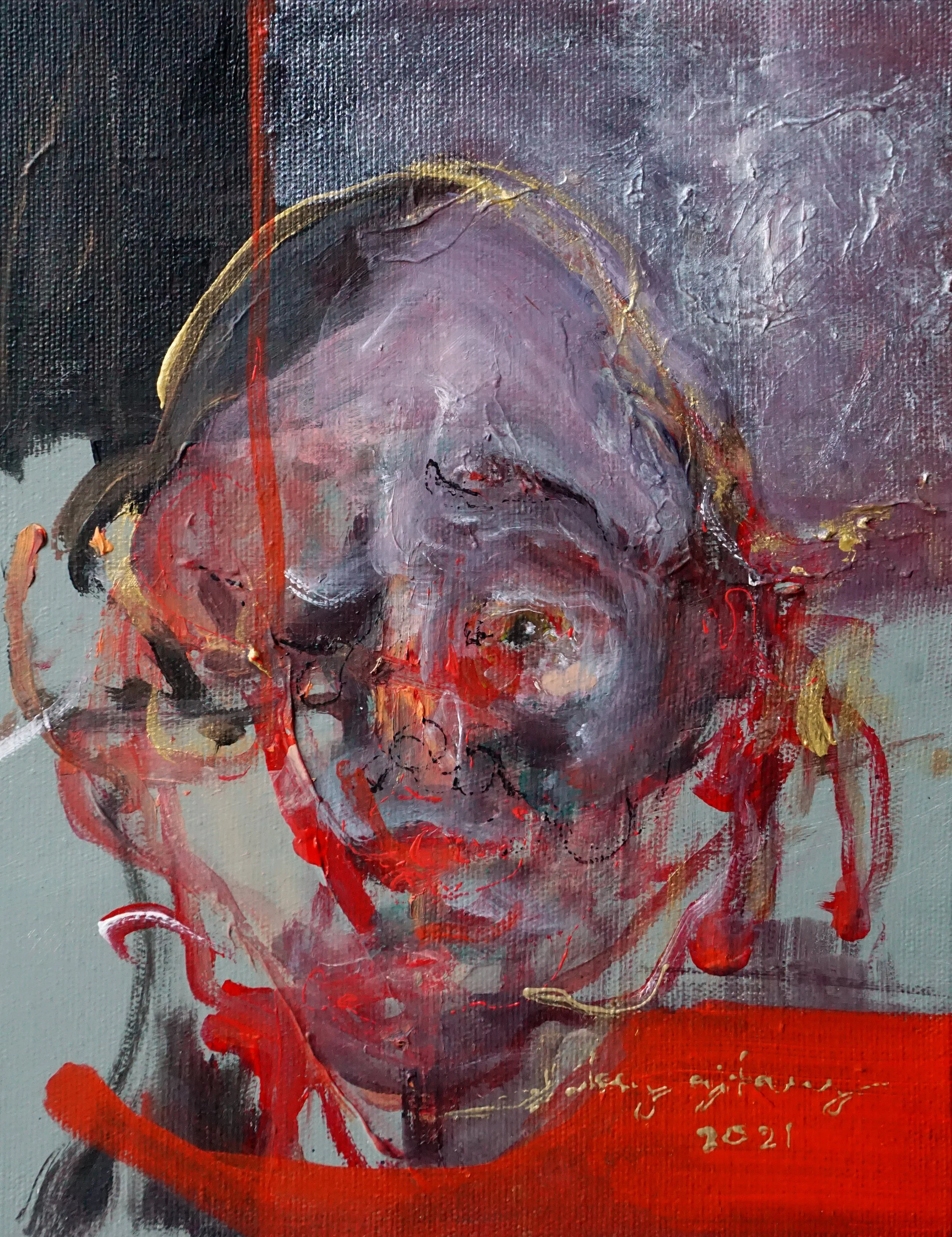  Lipstick 
 Acrylic on canvas 
 30 cm x 25 cm, 2021 