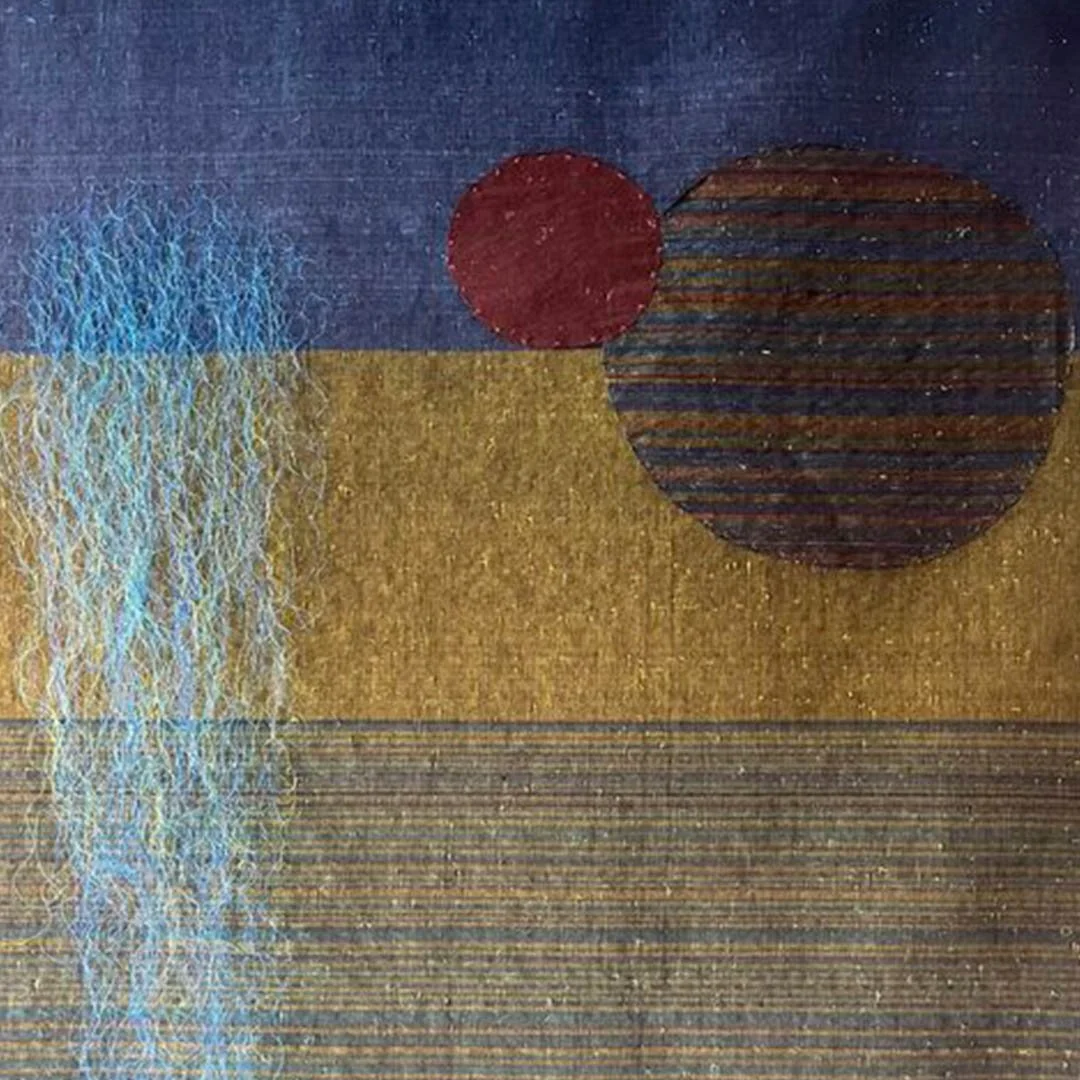  The Morning Rain 
 woven plastic and cotton threads 
 94 x 150 cm, 2022 