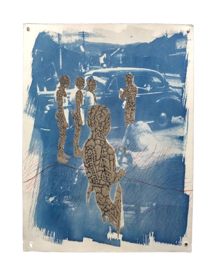  The Ground of Fire #10 
 Sterilized Volcanic Ash from the 2019 eruption of Mount Tangkuban Perahu, Marker, and Cyanotype on Hahnemühle Paper 
 30 cm x 40 cm, 2026 