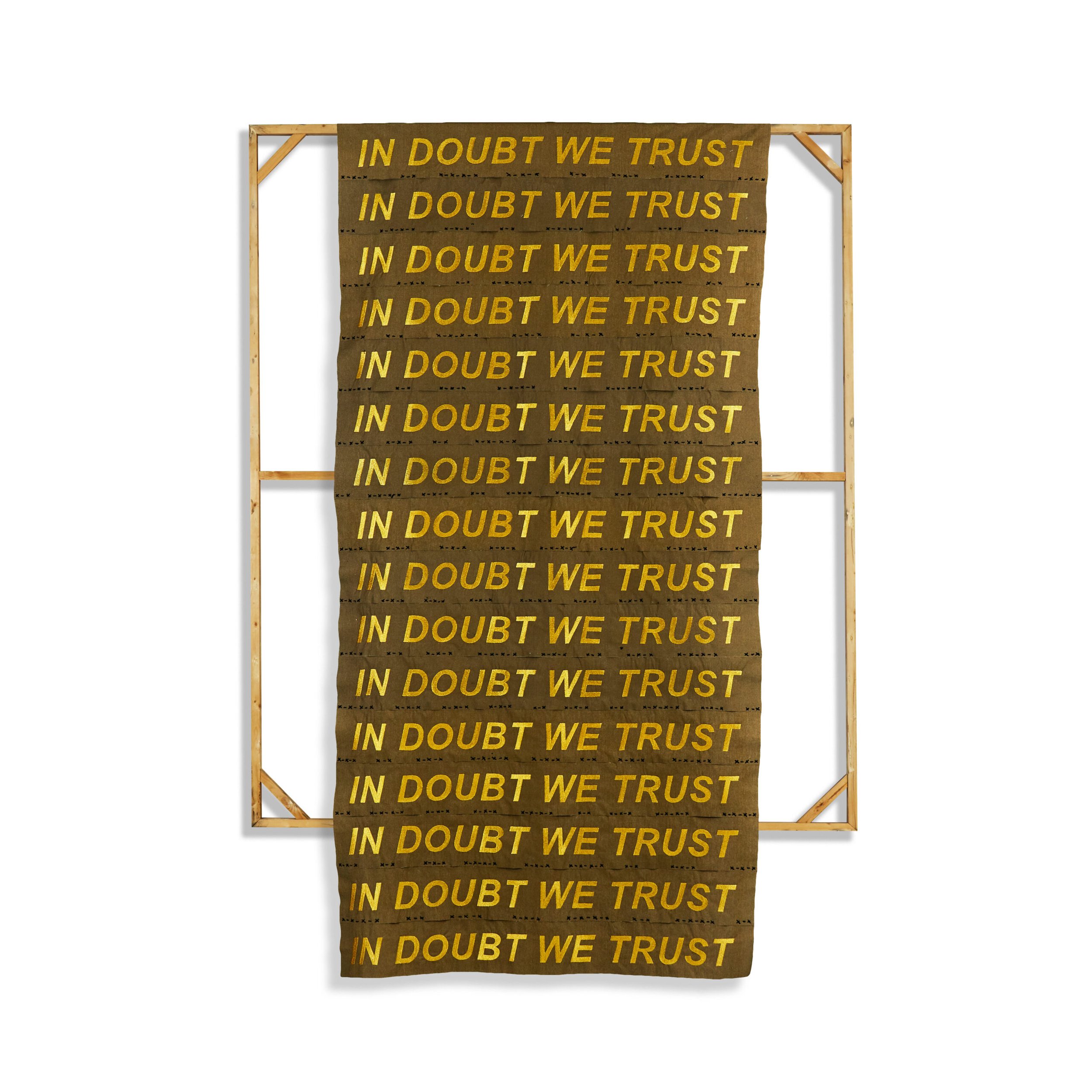  Trust the Doubt 
 Embroidery on canvas, wooden stretcher bar 
 257 x 180 cm, 2023 