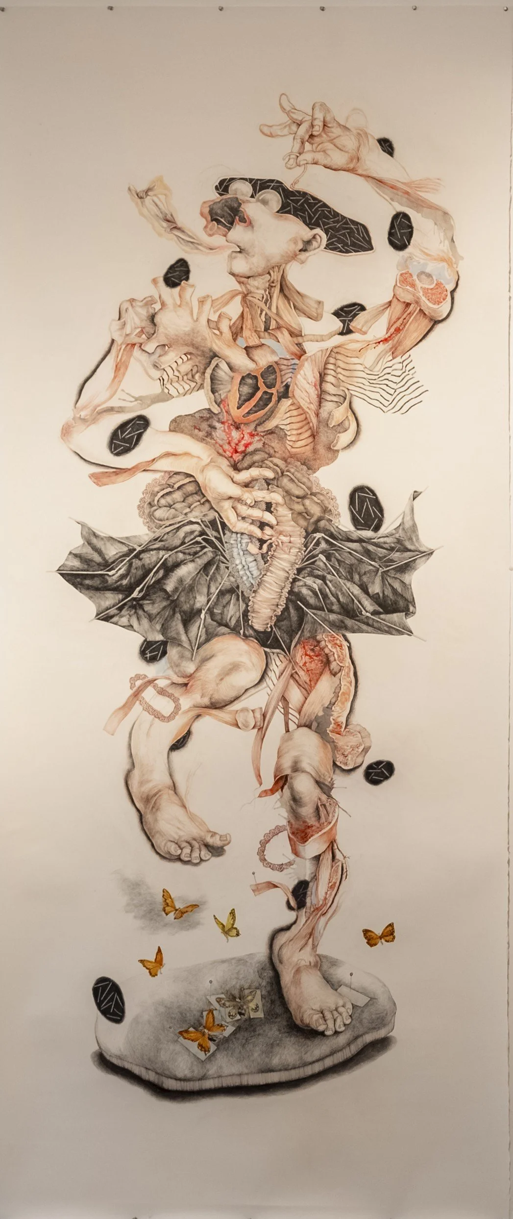  4 Dancers (1)
 
 Mixed media drawing - conte, watercolour, ink, charcoal on paper
 
 270 cm x 114 cm 