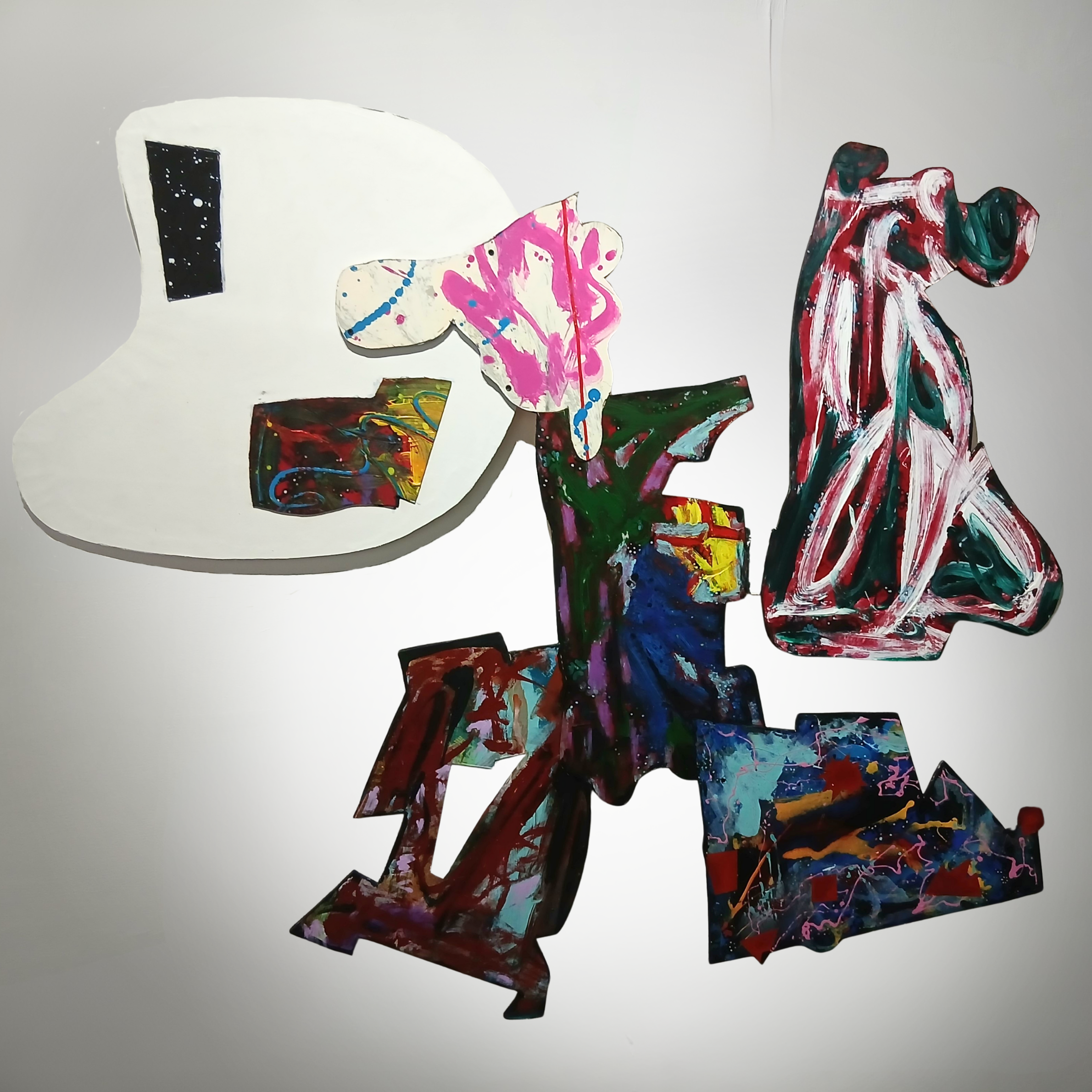  The City At Dawn 
 Acrylic and enamel on canvas and card on wood 
 183cm x 150cm, 2025 