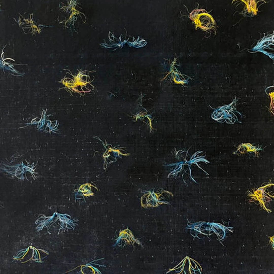  Under The Sunrise Light 
 Woven plastic and cotton threads 
 105 x 205 cm, 2022 