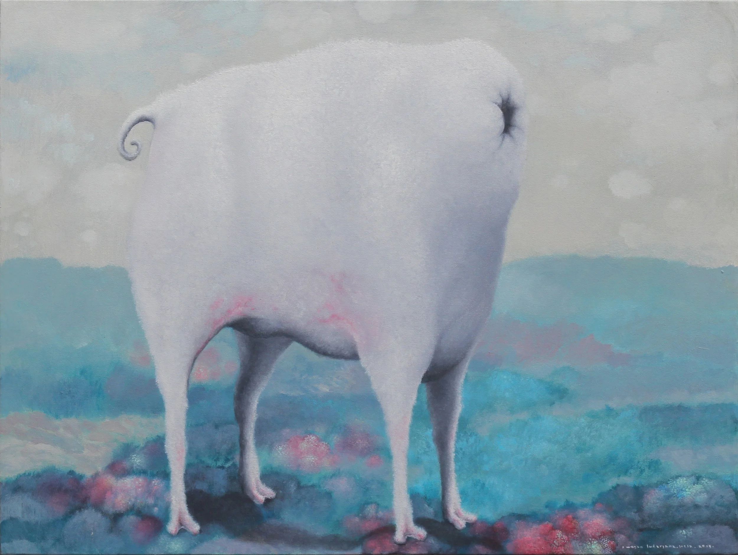  I Wayan Sudarsana 
 Mutasi #5 
 Acrylic on canvas 
 80 cm x 60 cm, 2019 