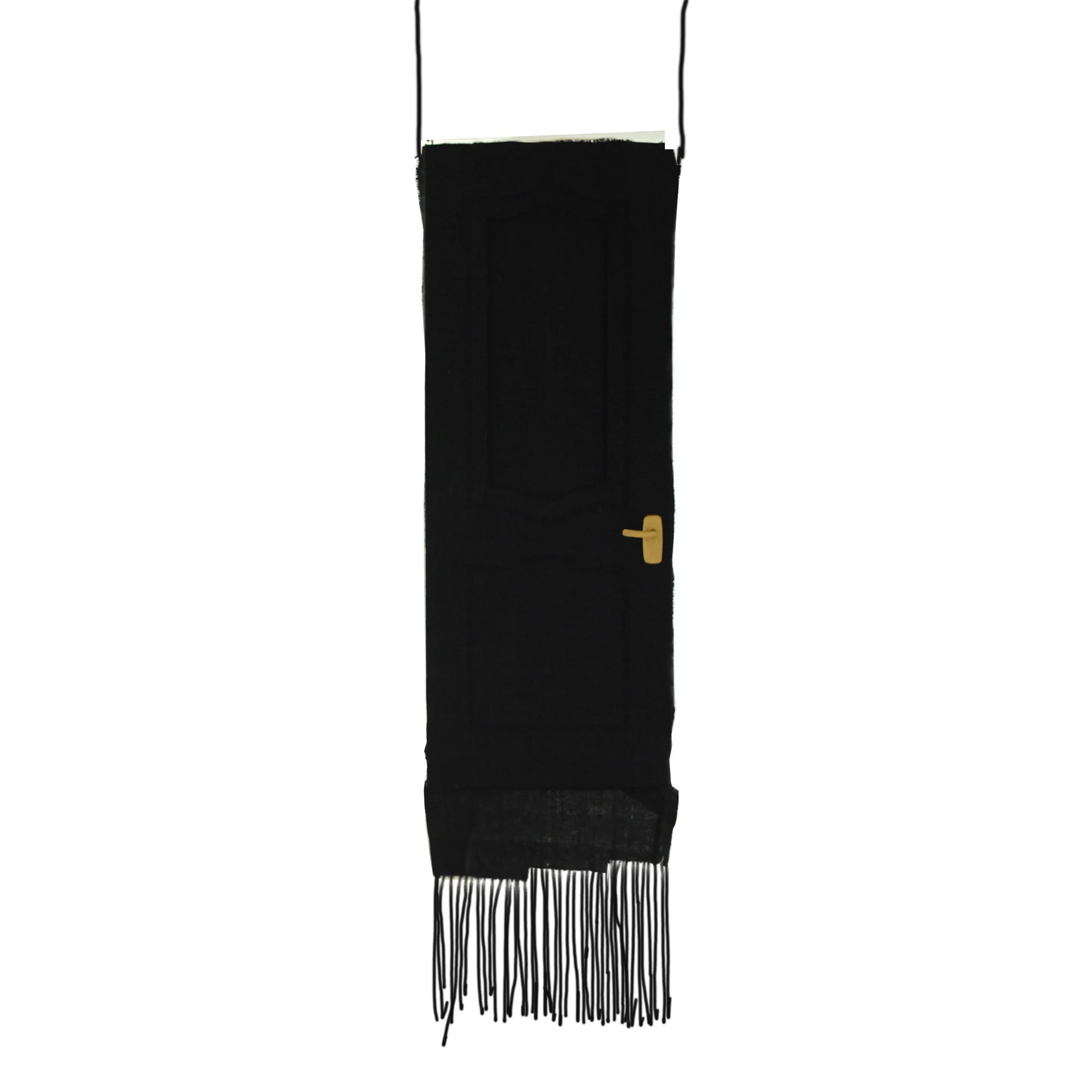  Gao Rong  Water Stain-The Door 
 Cloth,Knitting Wool, and Latex 
 230 x 75 x 5 cm, 2014 
