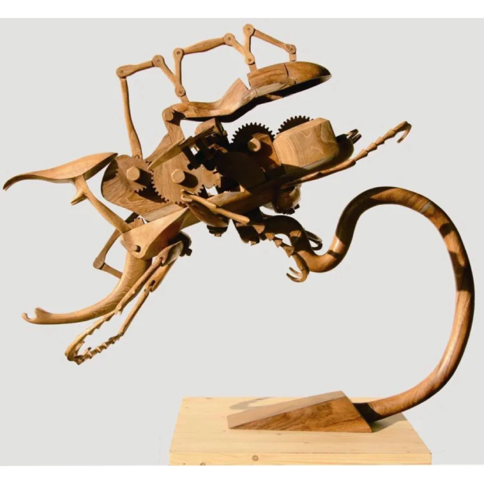  Dedy Shofianto 
 Mechanical Horn Sentaur Beetle 
 Jati wood, pine wood and electric dynamo 
 100 cm x 100 cm x 150 cm, 2015 