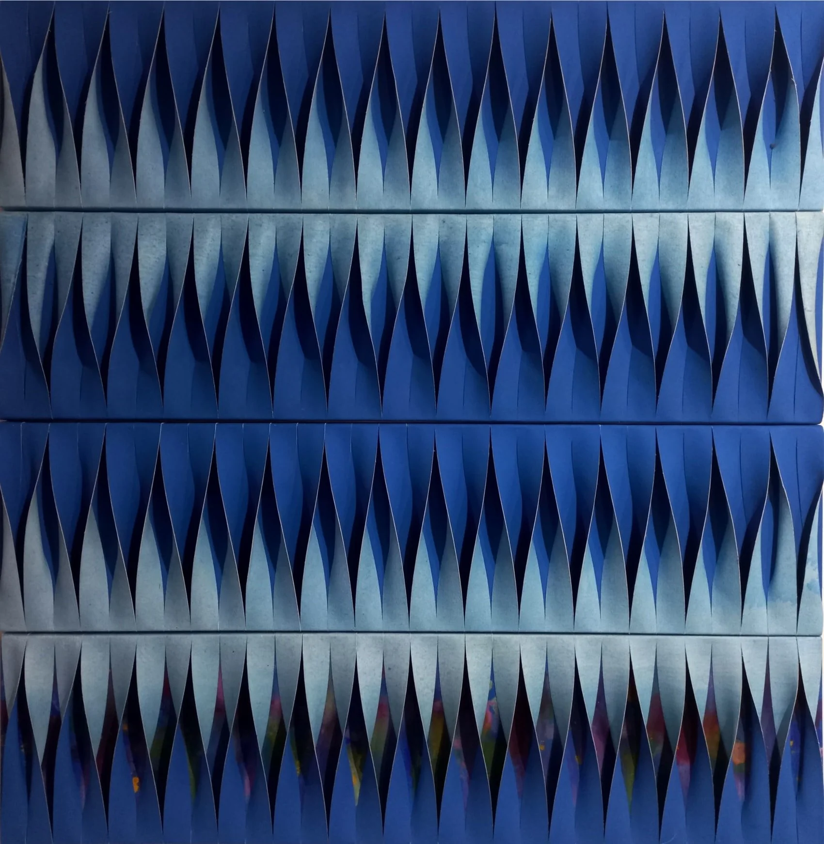  Ricky Wahyudi 
 Deep Blue Space 
 Acrylic, cutting canvas on canvas 
 30 cm x 120 cm x 7 cm, 2021 