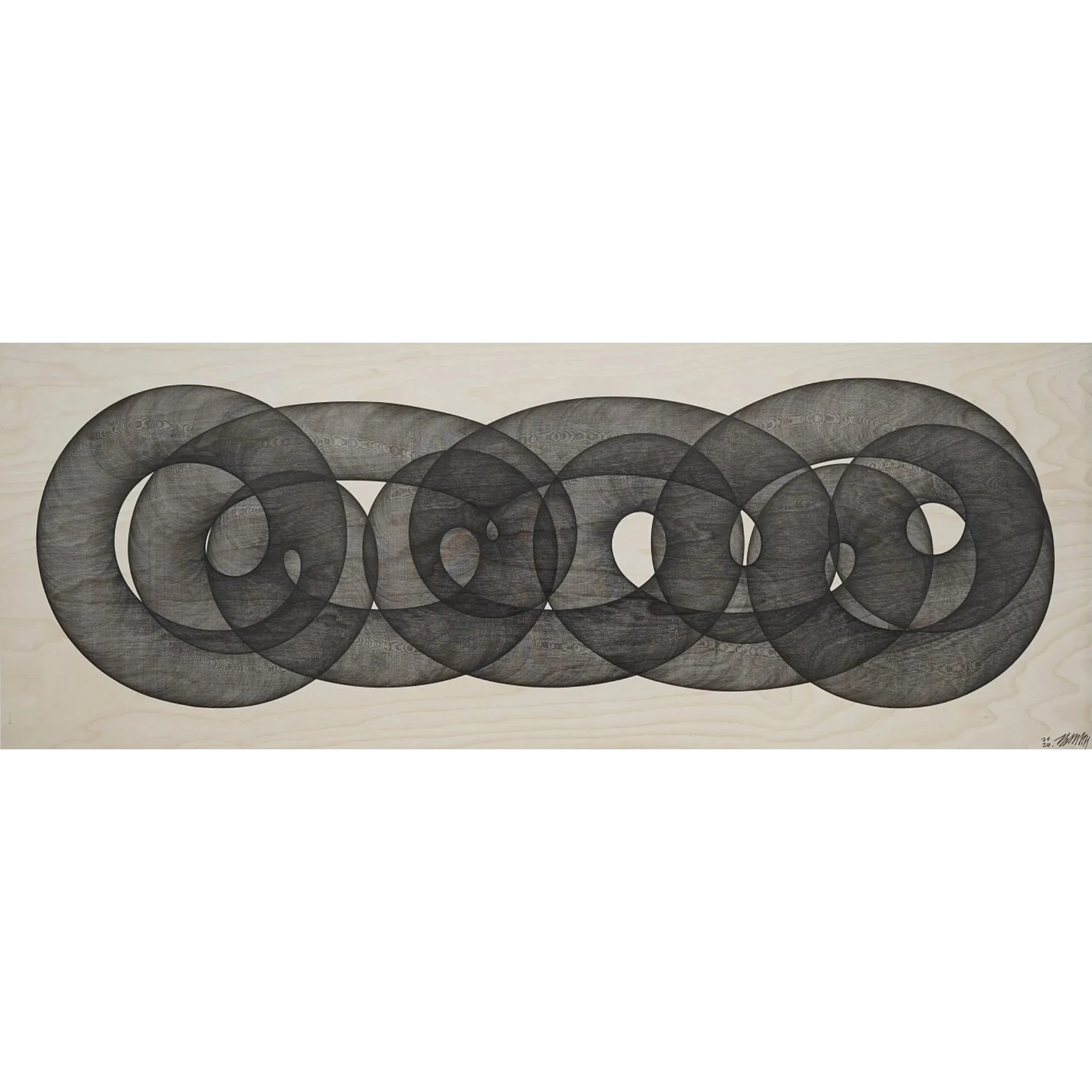  Universe 8240316 -167 
 Pen on birchwood panel 
 116 x 43,5 cm, 2024 