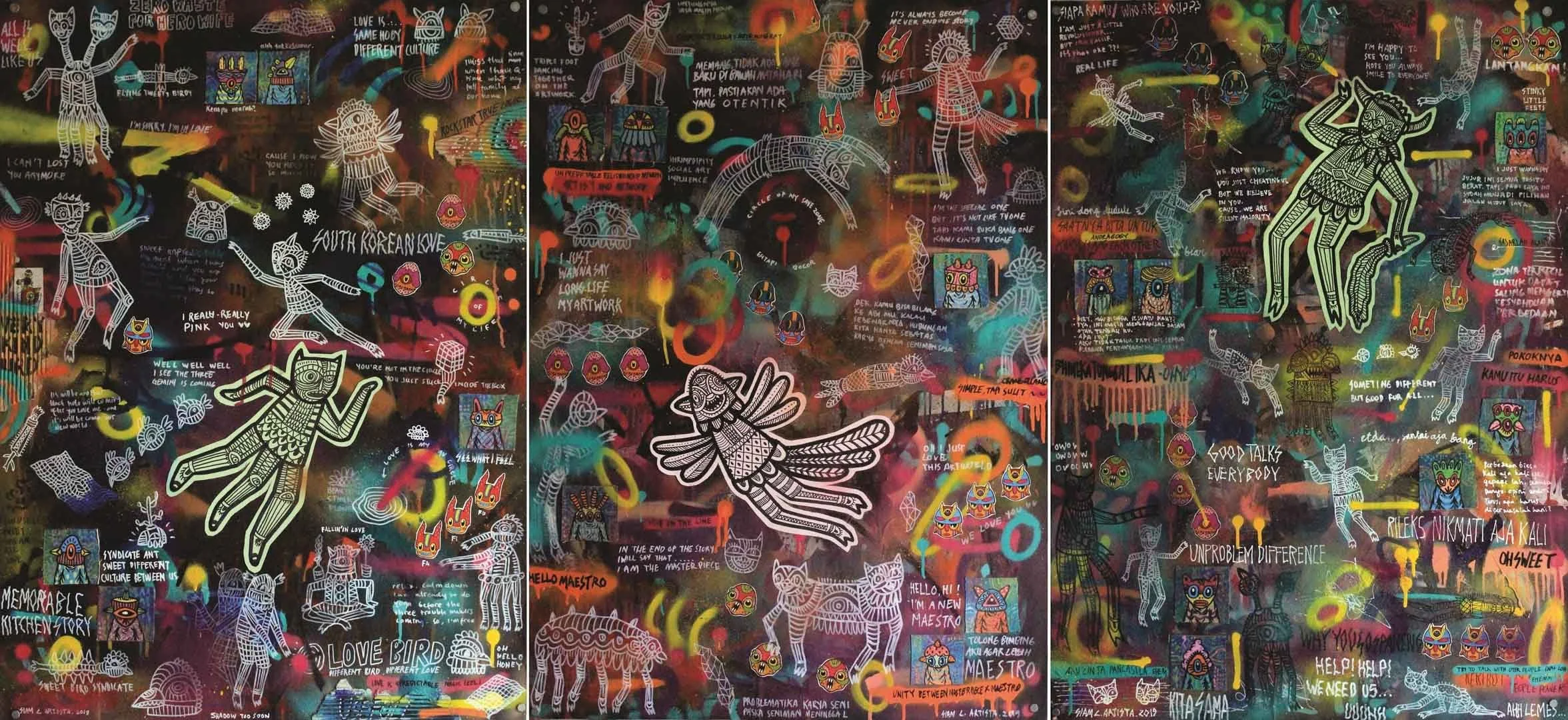 siam-candra-artista_love-masterpiece-and-unity_marker-spray-paint-sticker-mini-painting-on-paper_100-x-240-cm_2019.jpg