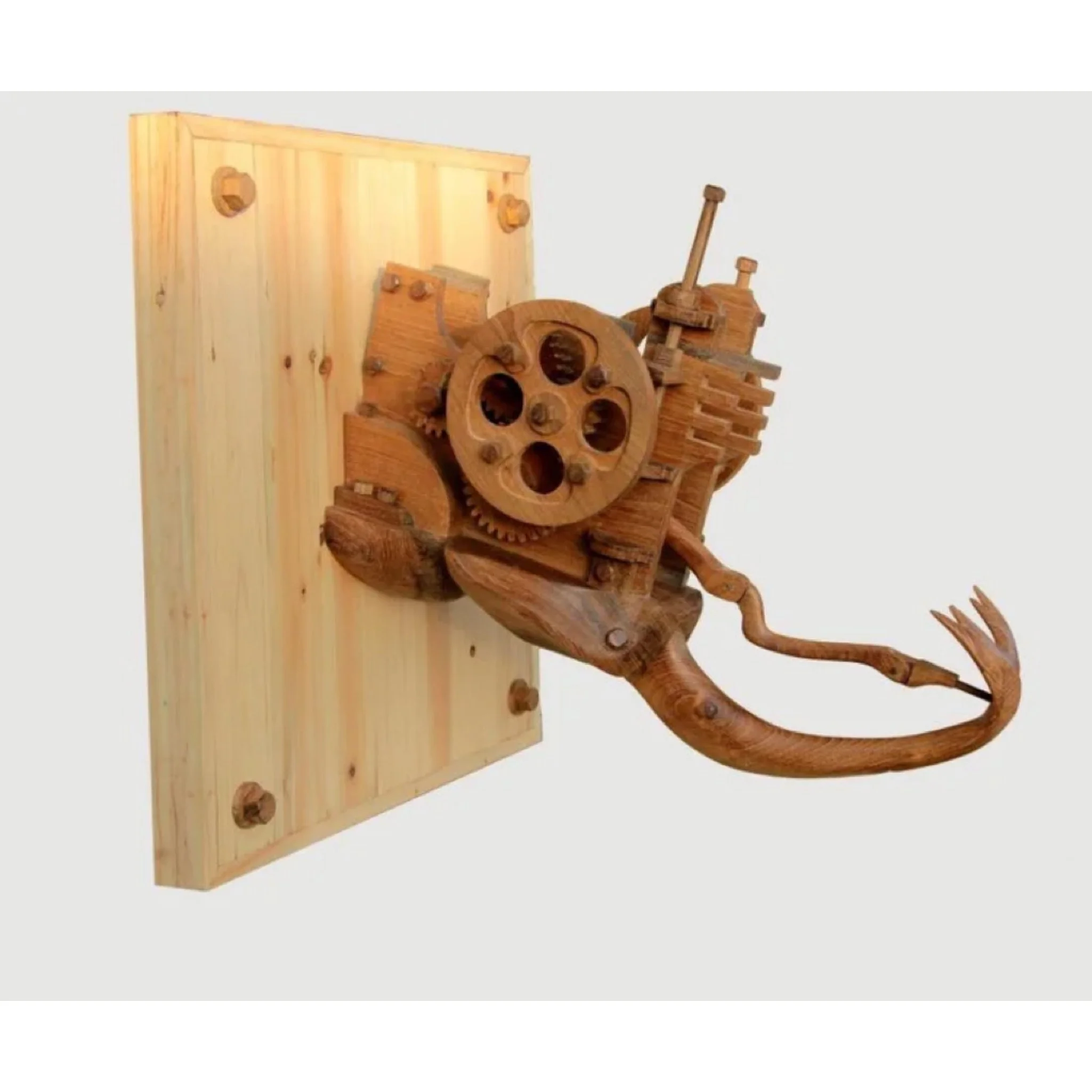  Dedy Shofianto 
 Mekanik Kepala Kumbang Tanduk 
 Jati wood, pine wood and electric dynamo 
 53 cm x 53 cm x 53 cm, 2015 