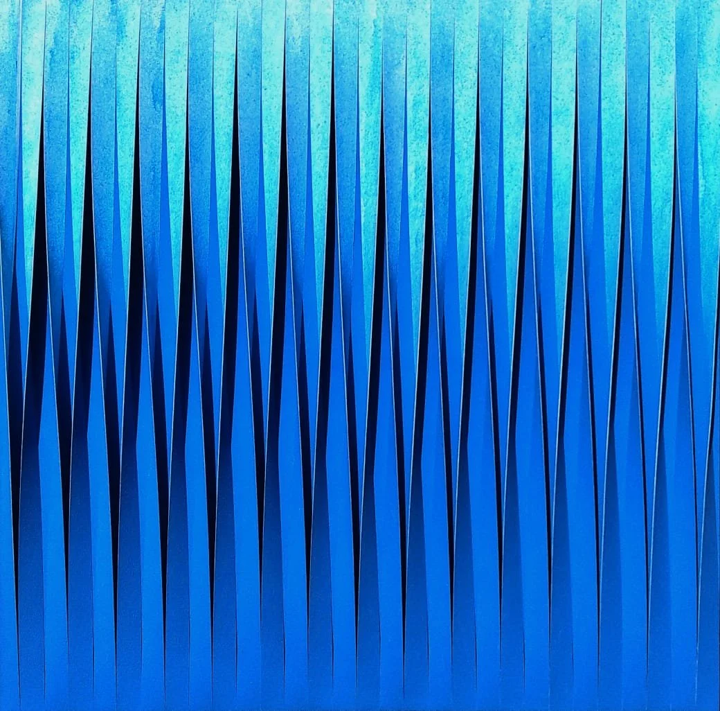  Ricky Wahyudi 
 Blue Space 
 Acrylic, cutting canvas on canvas 
 120 cm x 120 cm, 2021 