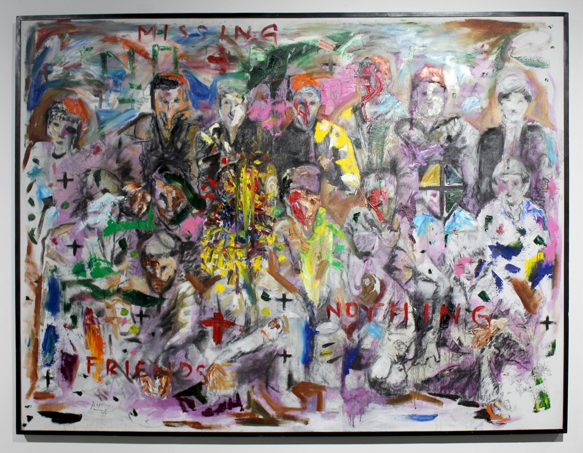  Bayu A.P. Asmoro 
 Missing Friends #1 
 Mixed media on canvas 
 200 cm x 150 cm, 2017 
