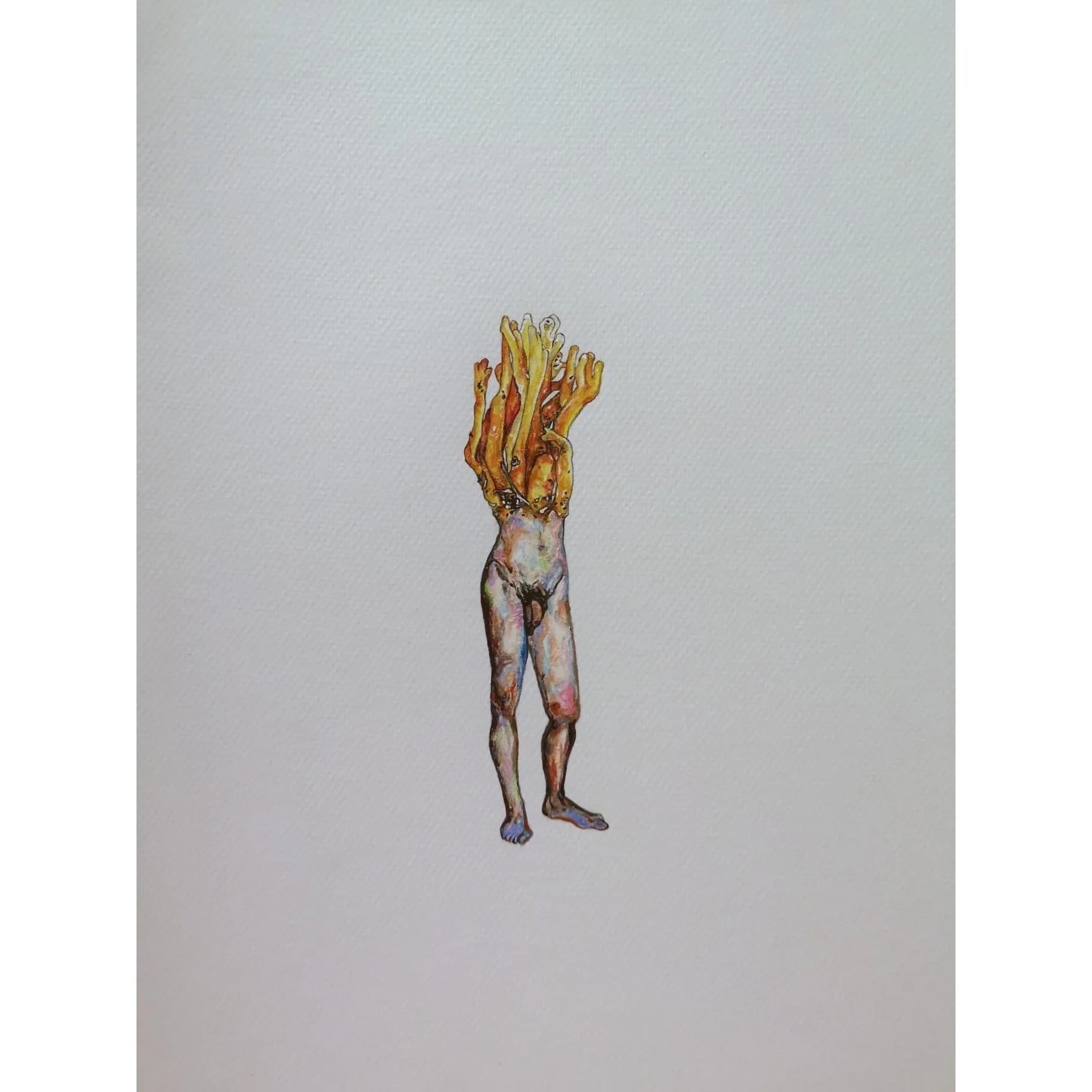  Celibate Fish and Fast-Growing Mushrooms #14 
 Watercolour and coloured pencil on paper 
 35 x 43 cm, 2022 