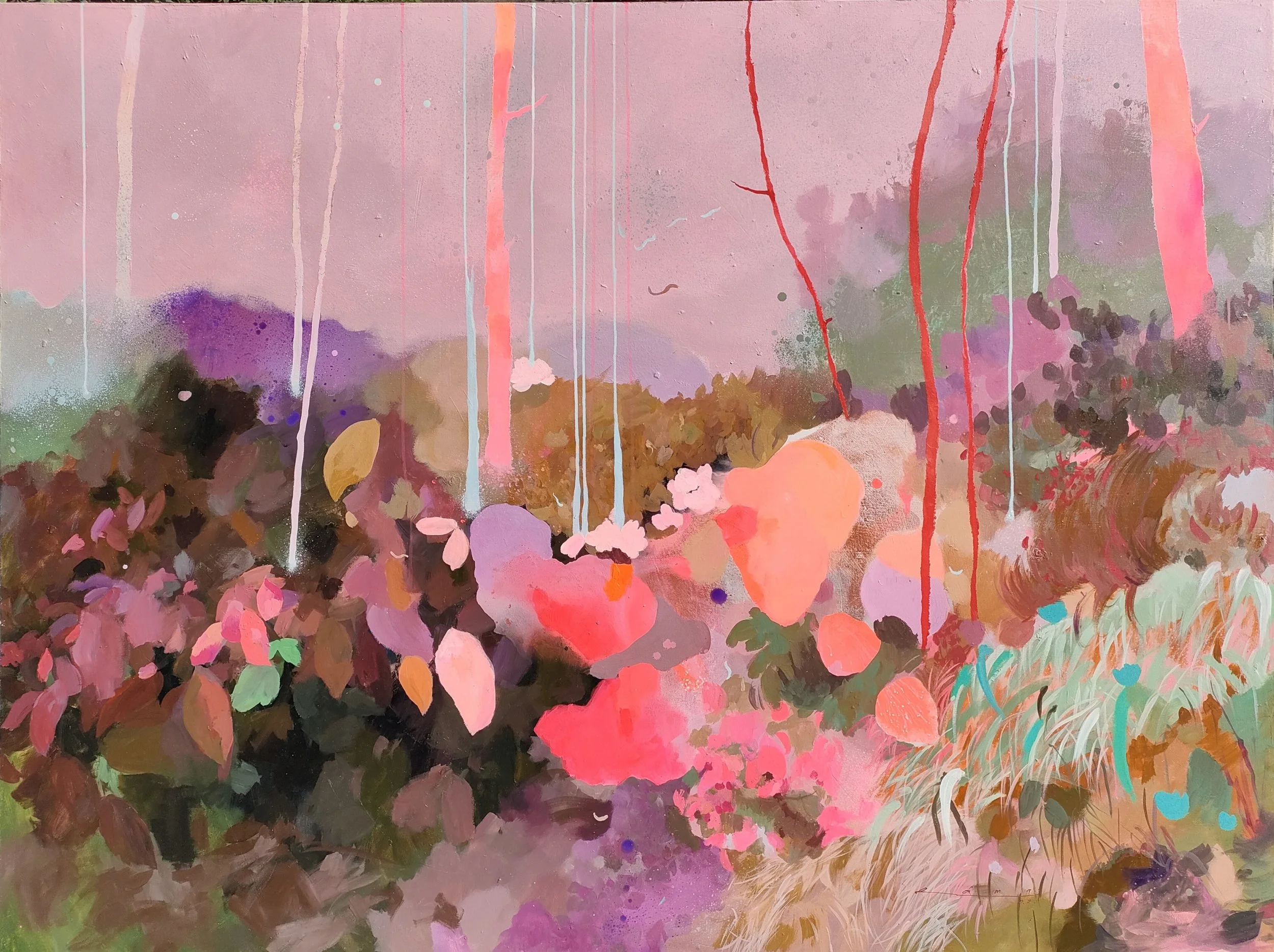  Ramadhyan P. 
 The Forest Where the Sky Turn Red at Night 
 Acrylic on canvas 
  200 cm x 150 cm, 2022 