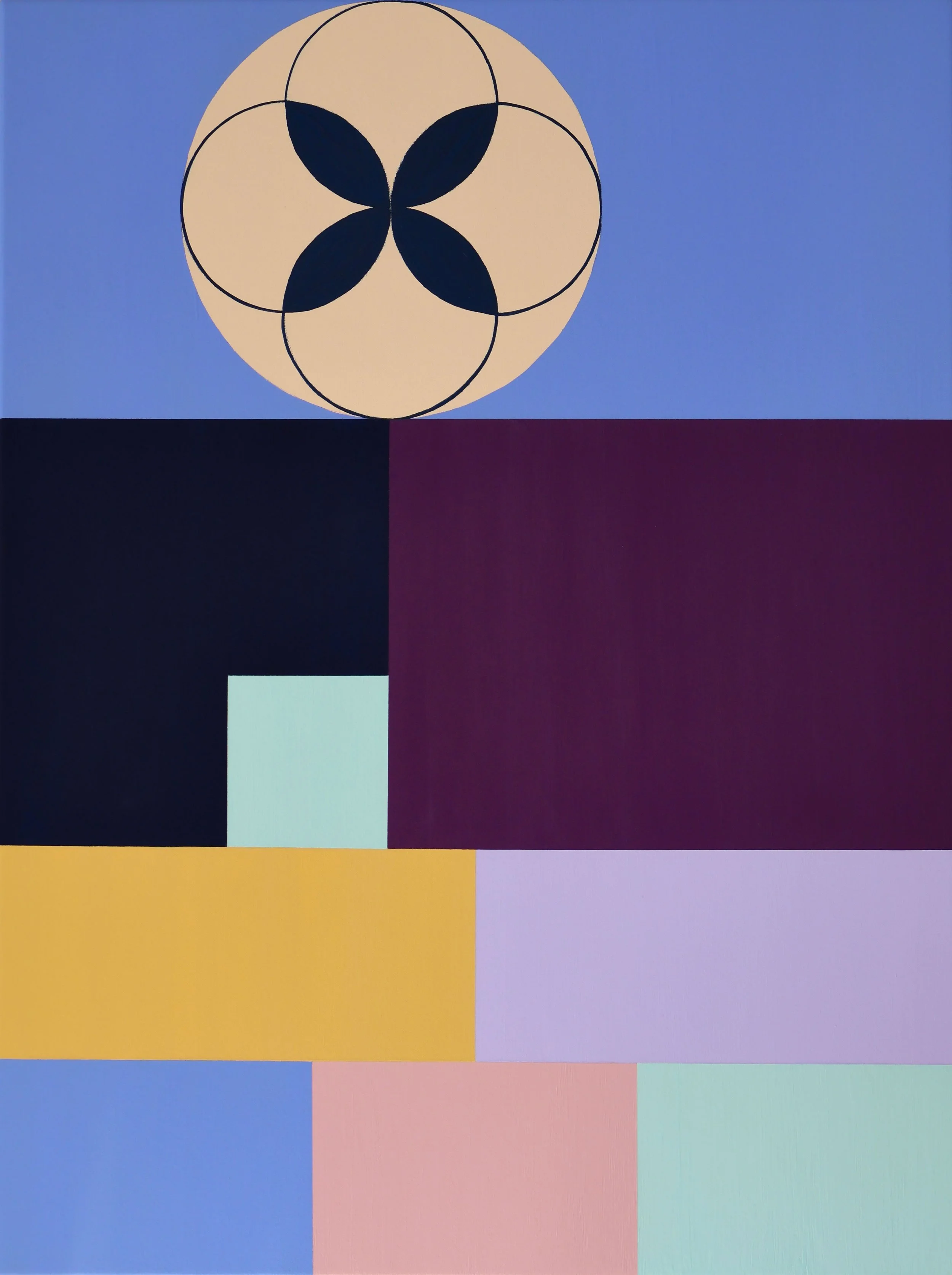  Blue rhyme of moonlight 
 Flashe vinyl paint and ink on canvas 
 2025 