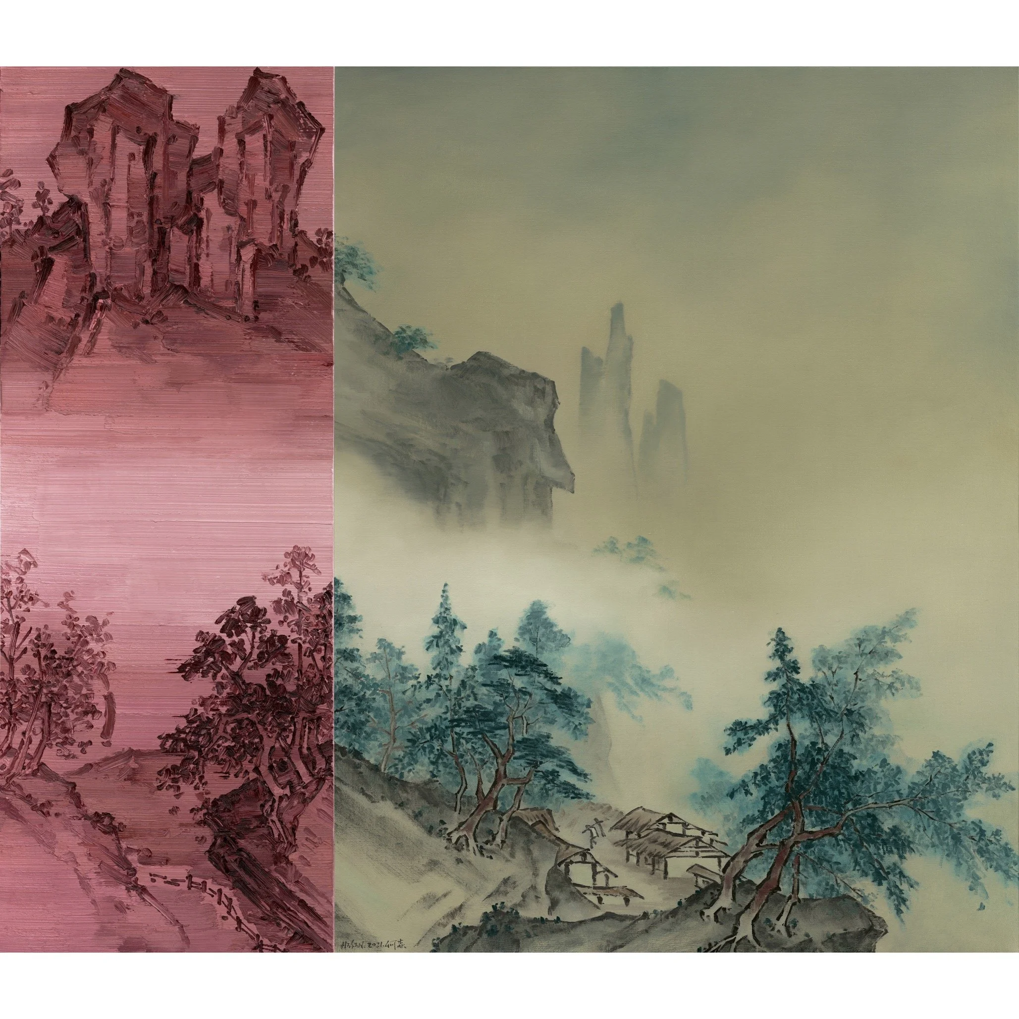  He Sen 
 Dusk in the Rocky Mountain 
 Oil on linen 
 150 x 130 cm, 2021 