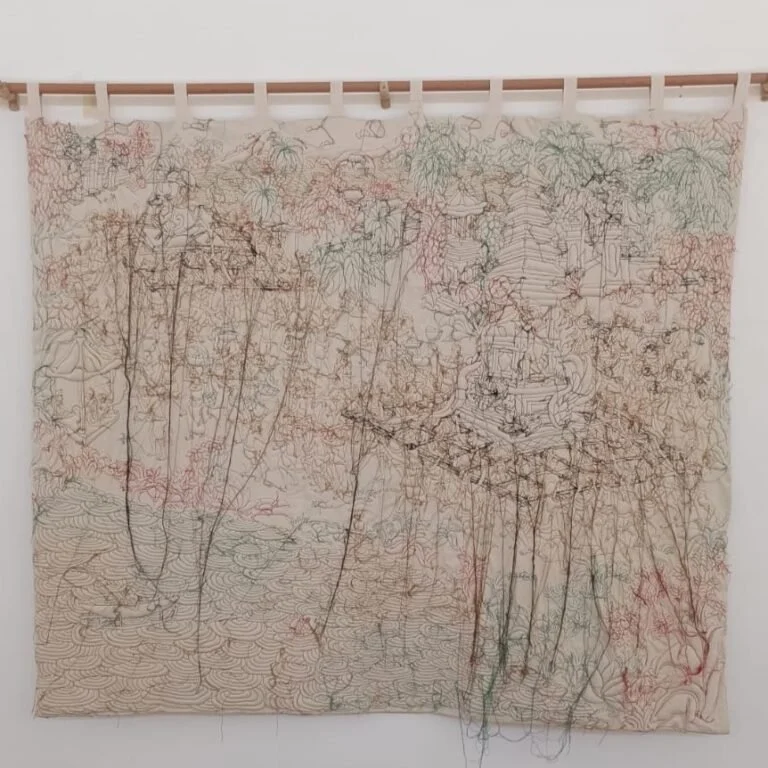  Konstruksi Semesta #5 
 Handstitched, stuffed canvas 
 200 x 252 cm, 2023 