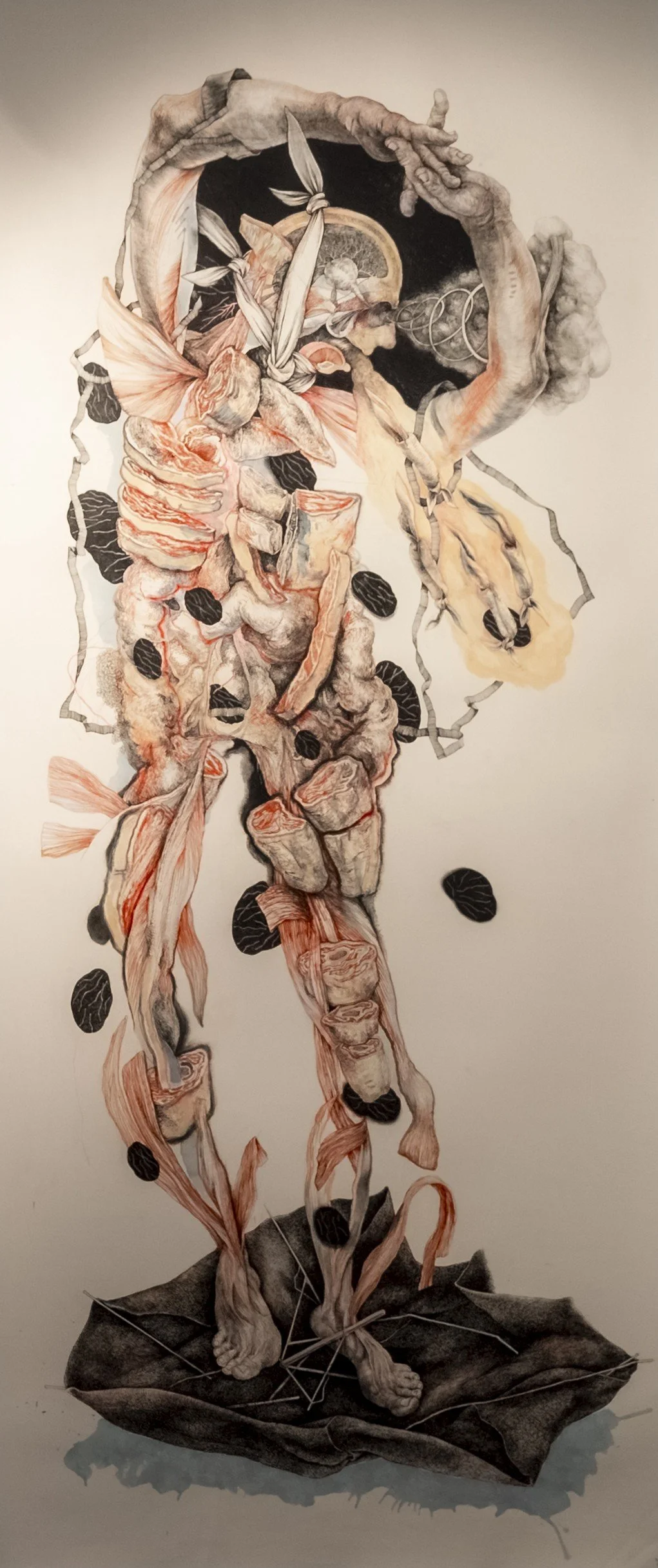  4 Dancers (4)
 
 Mixed media drawing - conte, watercolour, ink, charcoal on paper
 
 270 cm x 114 cm 