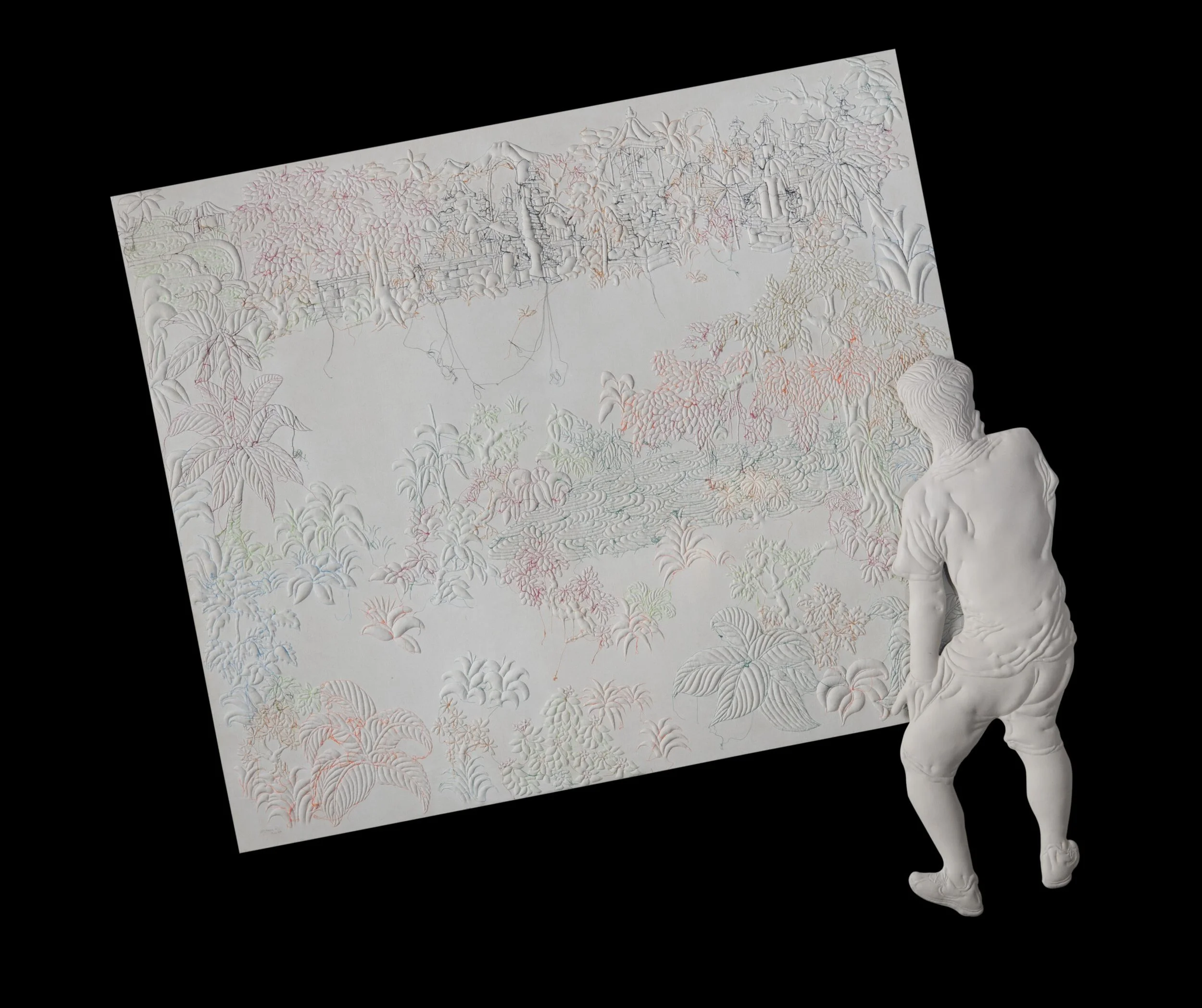  Dekonstruksi Semesta 
 Stuffed canvas 
 230 x 230 cm, 2023 