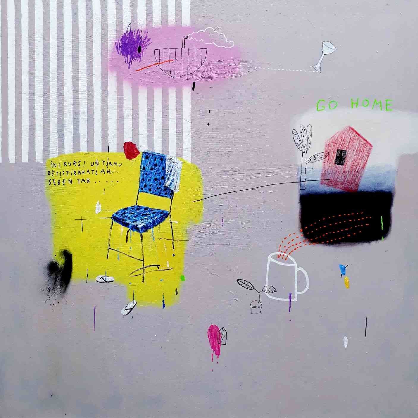  Moment Series #1 
 Spray paint, marker, pencil glass, acrylic on canvas 
 2023 