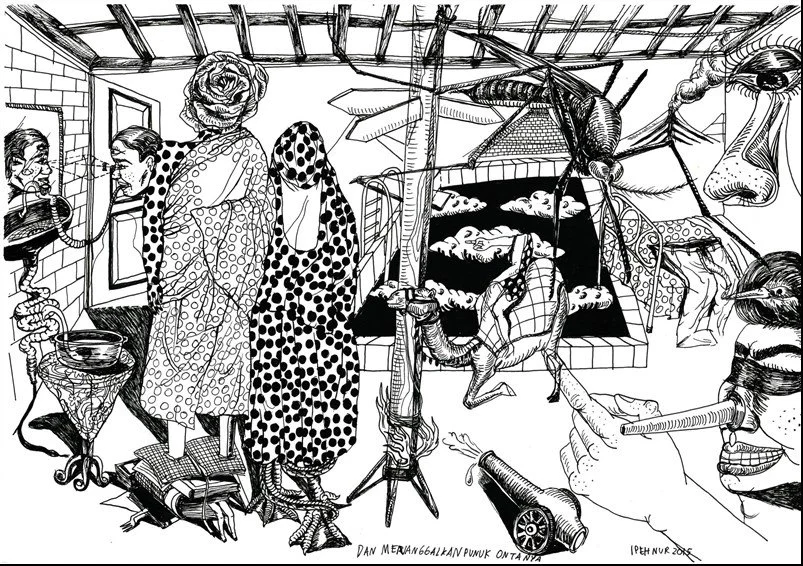  Punuk Onta 
 Drawing pen on paper 
 50 cm x 35 cm, 2016 