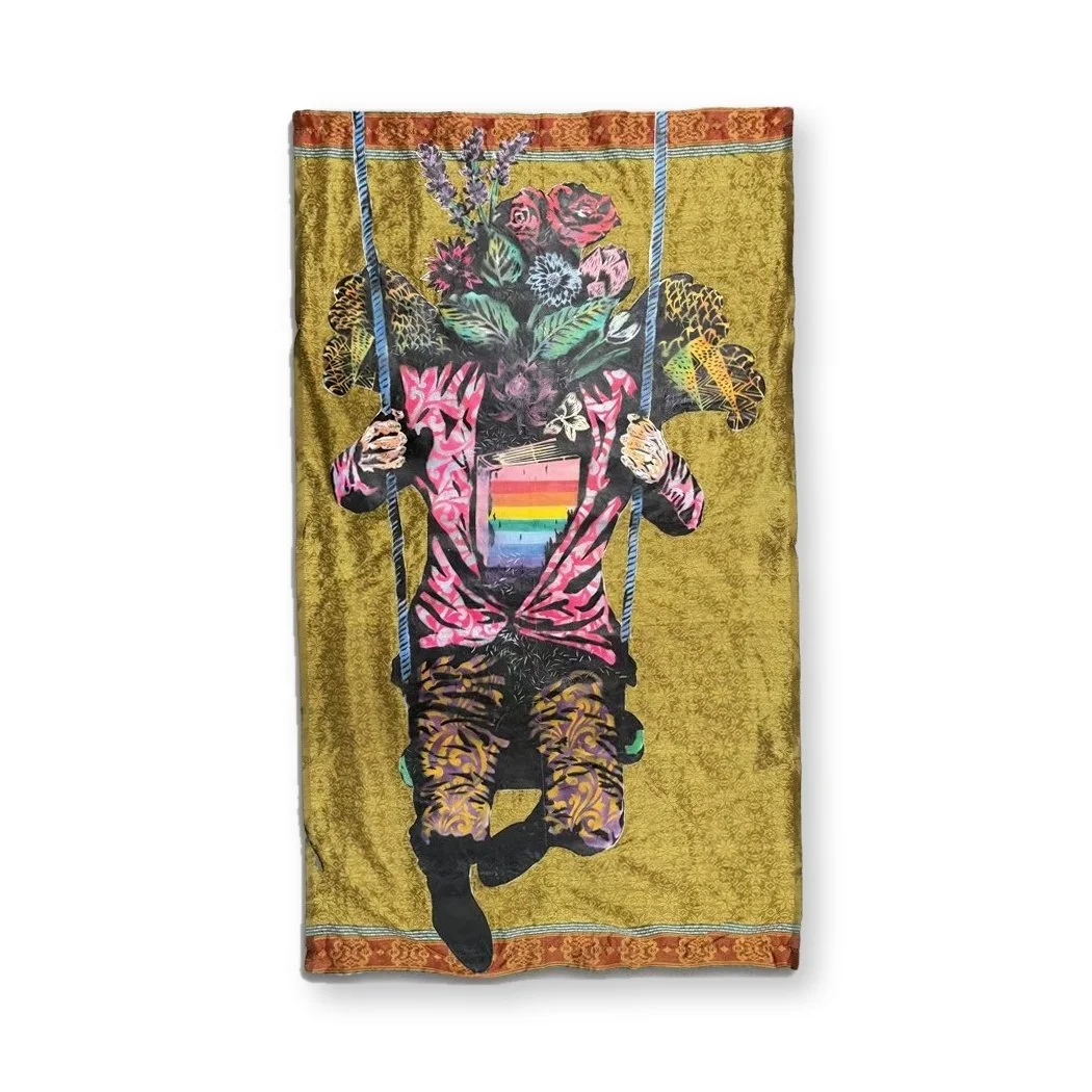  Anagard  
 Swinging the Values of Diversity 
 Spray paint on fabric 
 92.5cm x 103cm, 2026 
