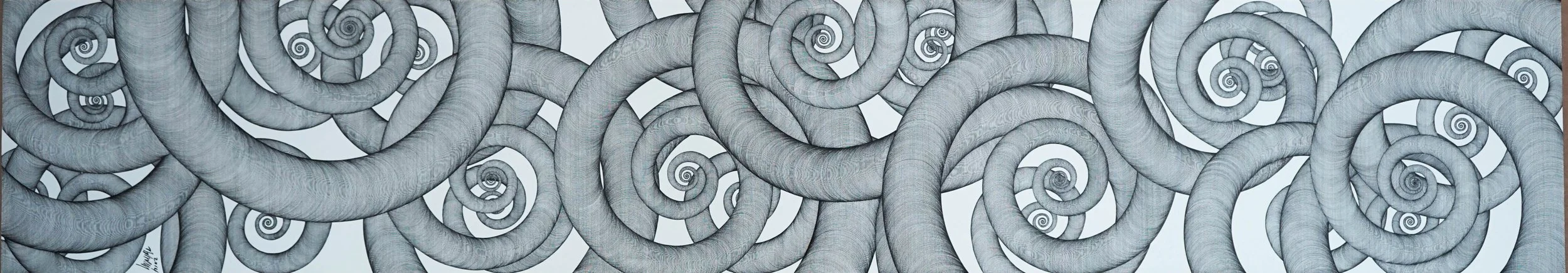  Nowhere #14 
 Pen on paper 
 180 x 33cm, 2014 
