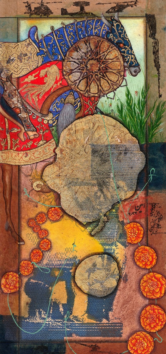 No One Sees What You See #10 
 Watercolor, Gouache, Gold, Silver on Fabriano Artistico paper 
 14 cm x 30 cm, 2022 