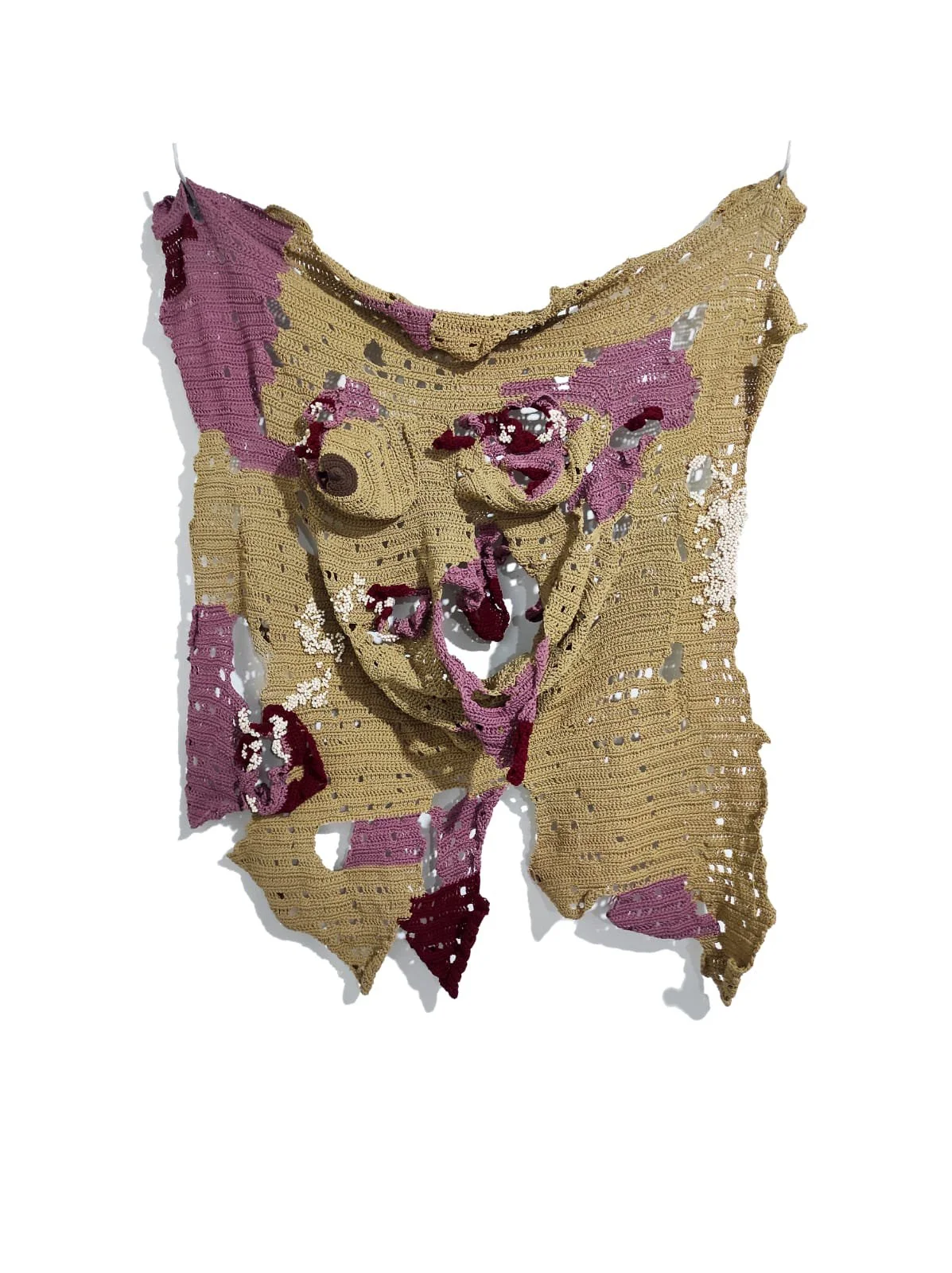  Merenda Tubuh, Menghias Luka 
 Crochet and beads 
 88 x 117 cm, 2023 