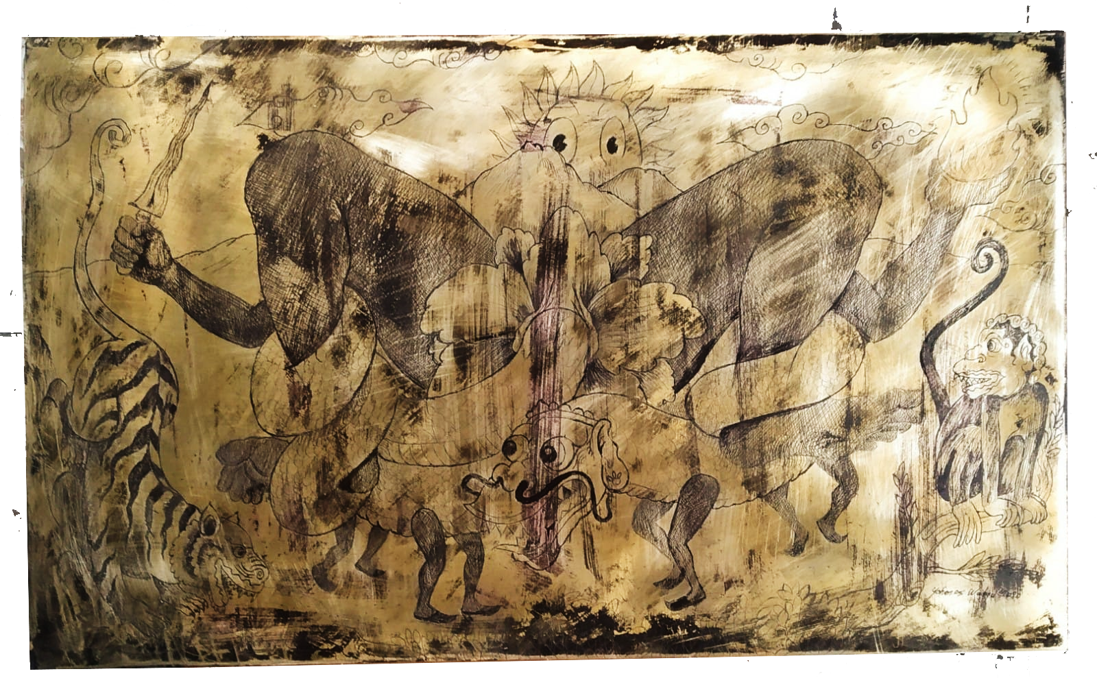  Lahir Naga 
 Etching on brass 
 60 cm x 36 cm, 2020 