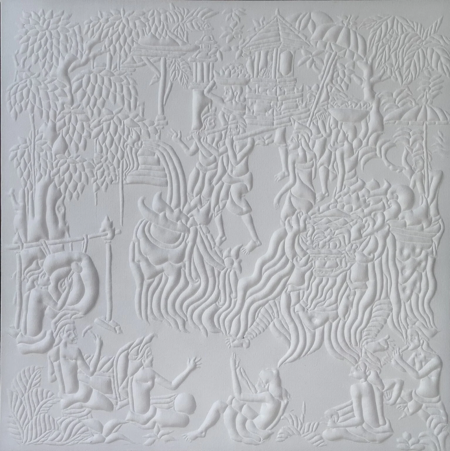  White Universe 
 Acrylic, stuffed canvas 
 100 x 100 cm, 2024 