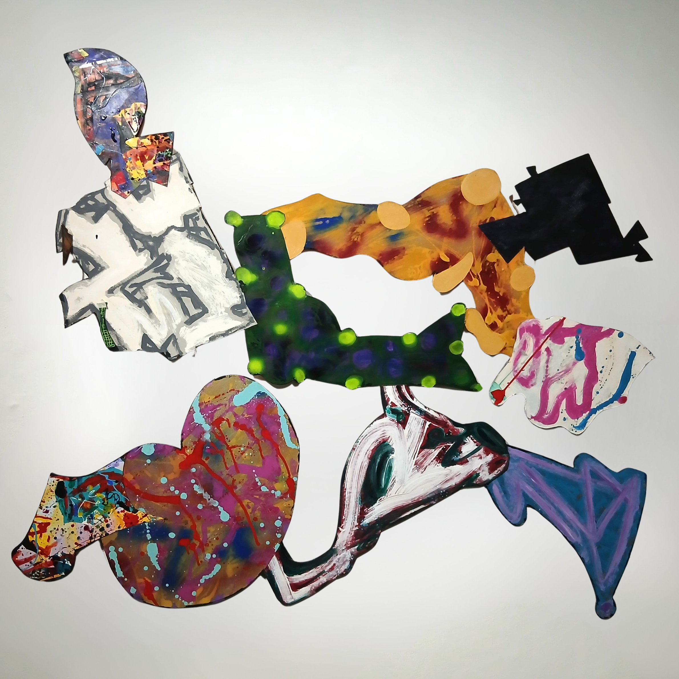  Rhythmic Landscape 
 Acrylic and card on canvas and wood 
 157cm x 173cm, 2025 