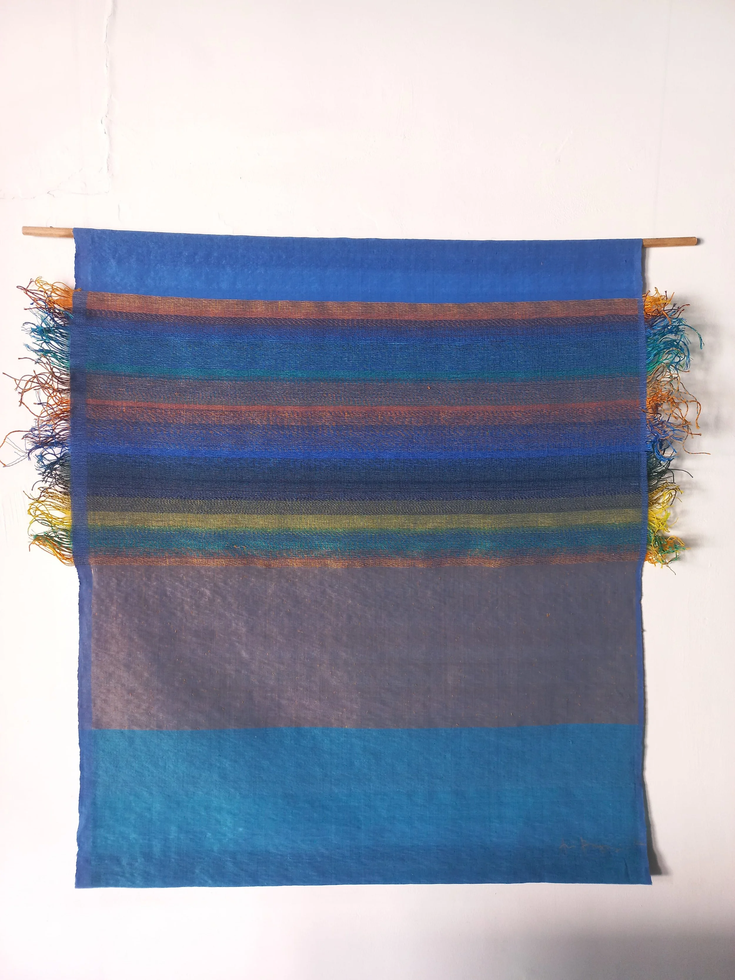  Ari Bayuaji 
 Morning Dive 
 Woven plastic ropes, cotton and plastic threads 
 130 cm x 120 cm, 2022
 