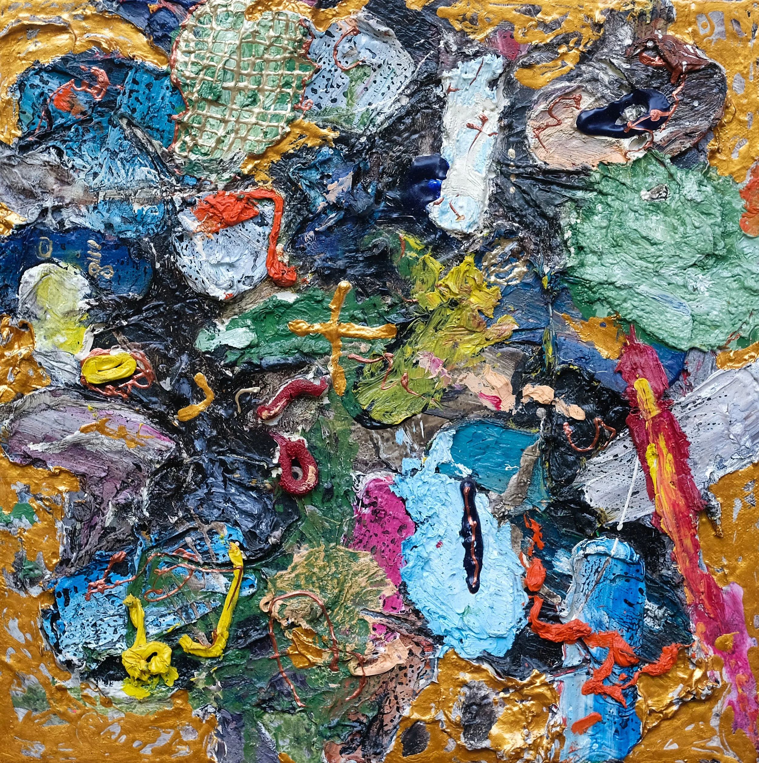  Danar Pintar Najati 
 Noktah 
 Oil, acrylic on canvas 
  30 cm x 30 cm (9 panel), 2022 